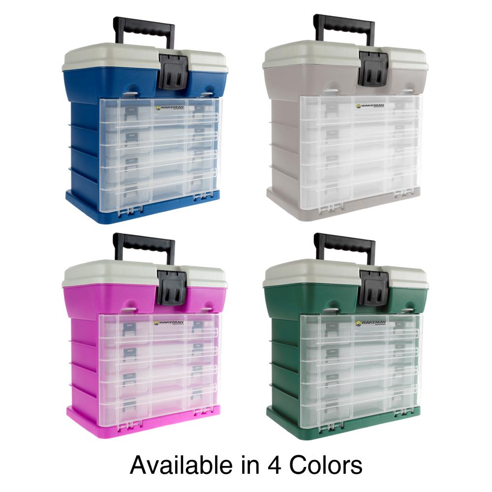 and More by Stalwart Fish Tackle Light Blue 19 Compartments Each for Hardware Beads Storage and Tool Box-Durable Organizer Utility Box-4 Drawers 