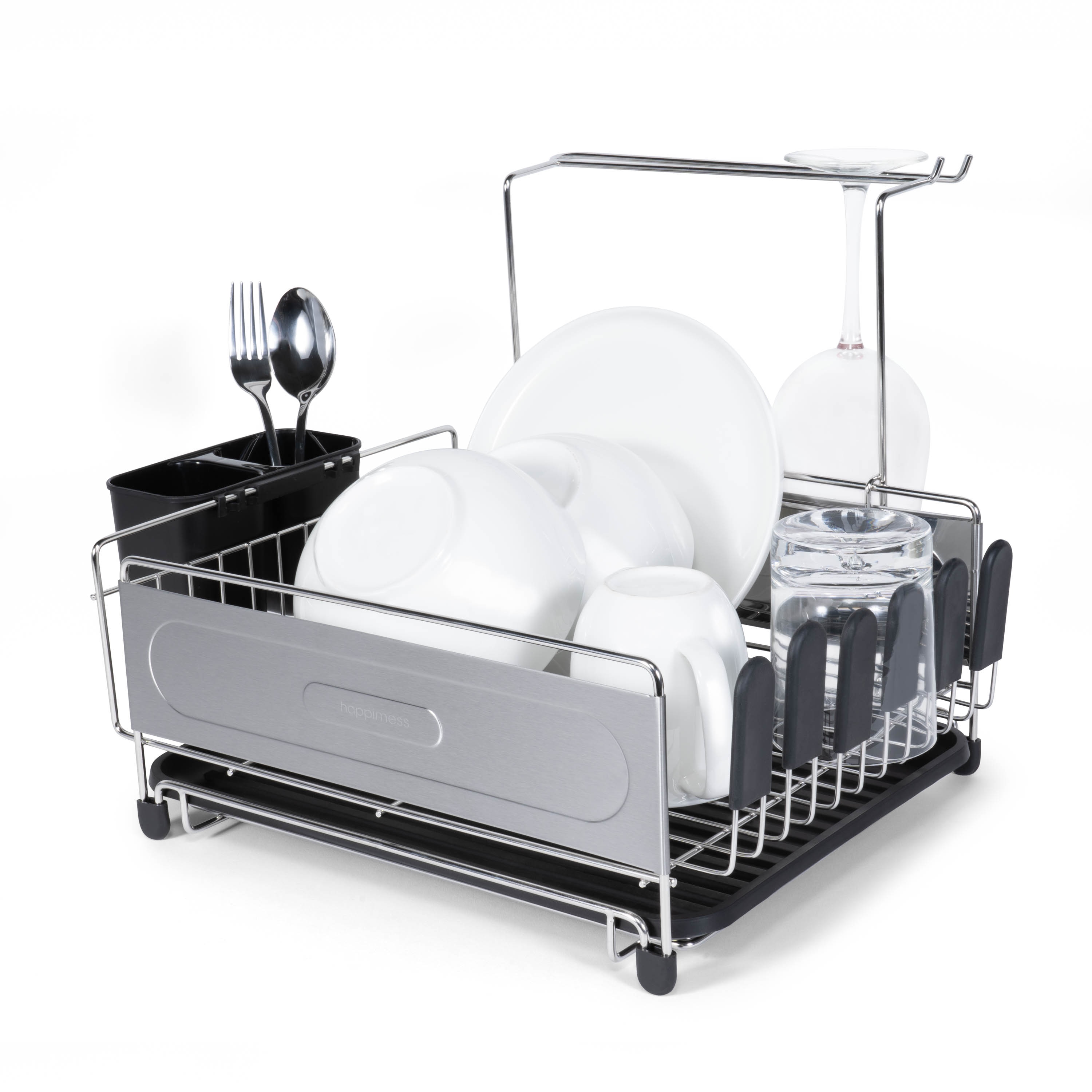 iDesign 13.3-in W x 17.5-in L x 5.2-in H Stainless Steel Dish Rack and Drip  Tray in the Dish Racks & Trays department at