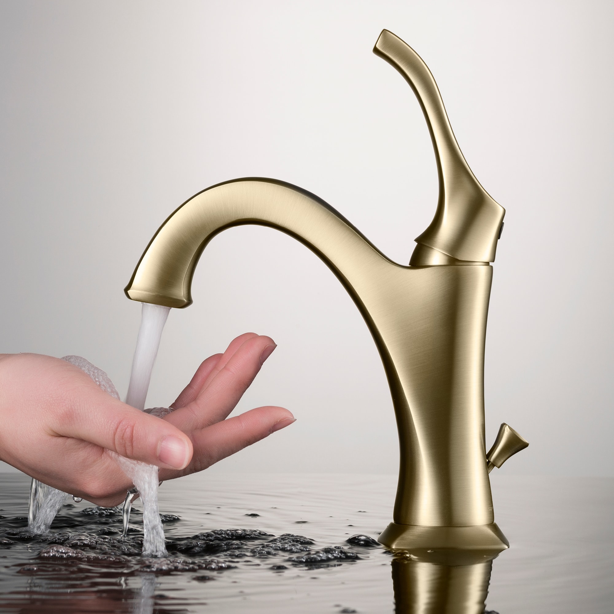 Arlo Brushed Gold Single Handle Bathroom Faucet with Lift Rod Drain