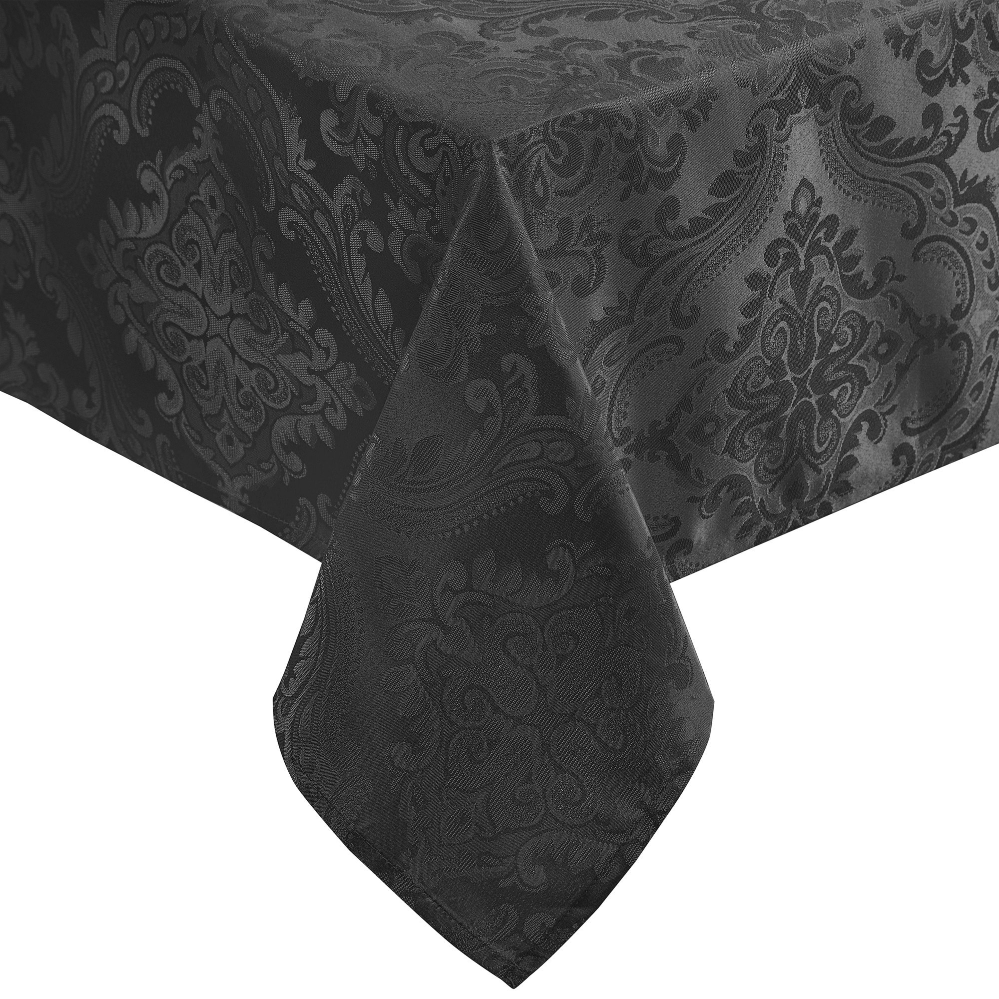 Elrene Home Fashions 739550341980 Caiden Woven Damask 52"x52" Square Indoor Black Table Cover for 34-in square