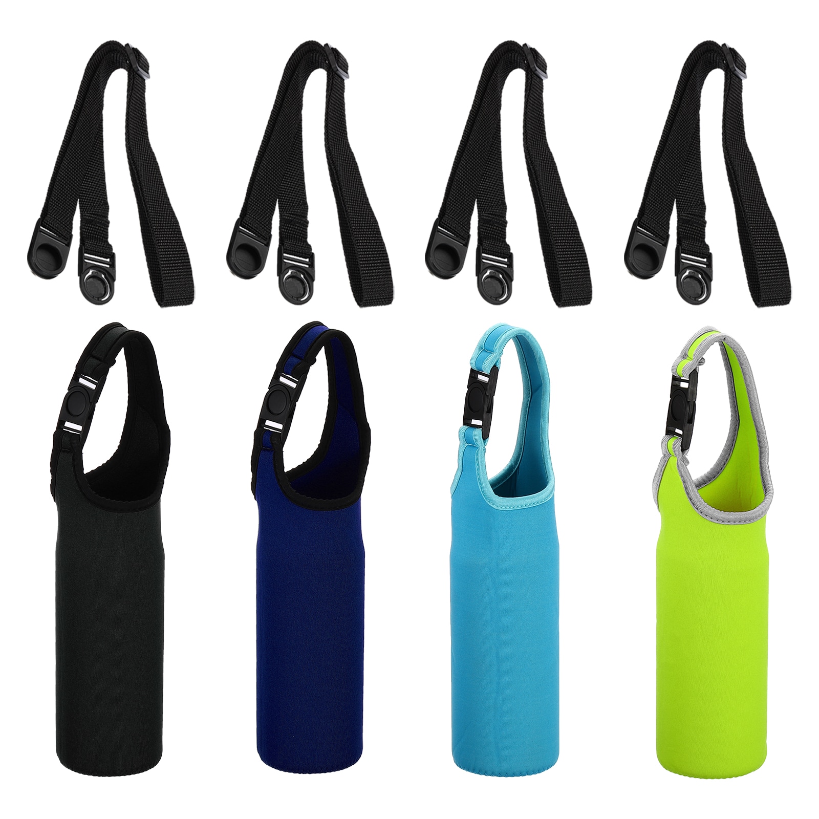PATIKIL 67mmx185mm Water Bottle Sling Bag 4pcs Neoprene Portable Insulated Bottle Holder Carrier with Removable Adjustable Shoulder Strap 4 Color