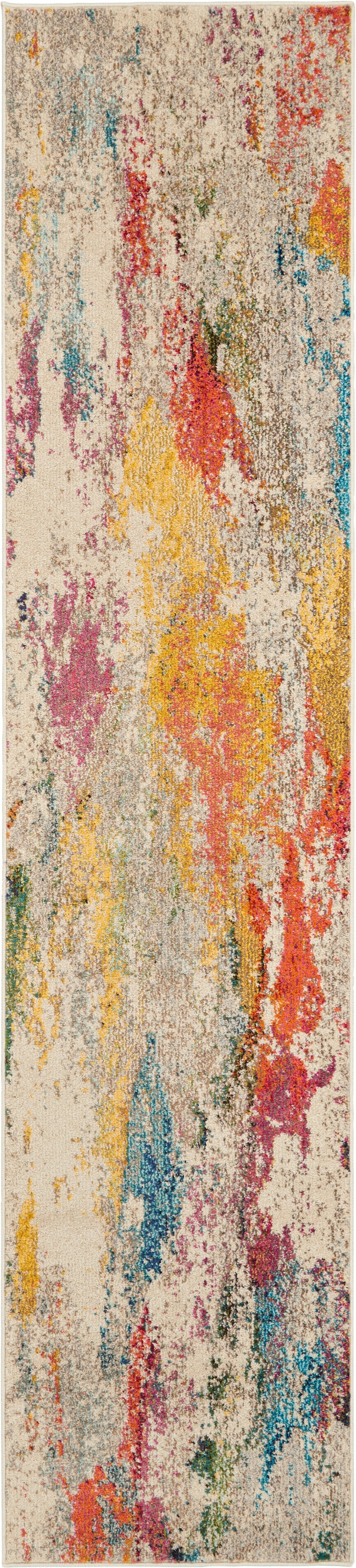 Ivory and Multicolor Abstract Tufted Synthetic Area Rug
