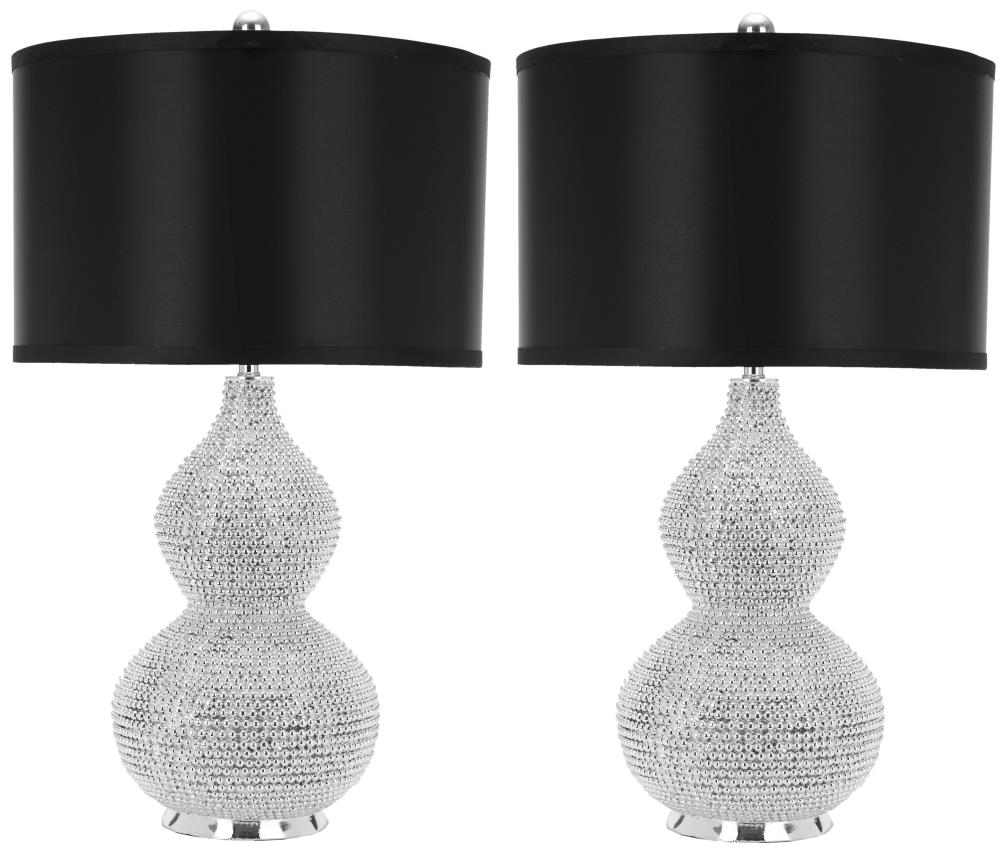 Safavieh LIT4014A-SET2 Nicole Modern/contemporary Medium base (E-26) Lamp Set with Black Shades