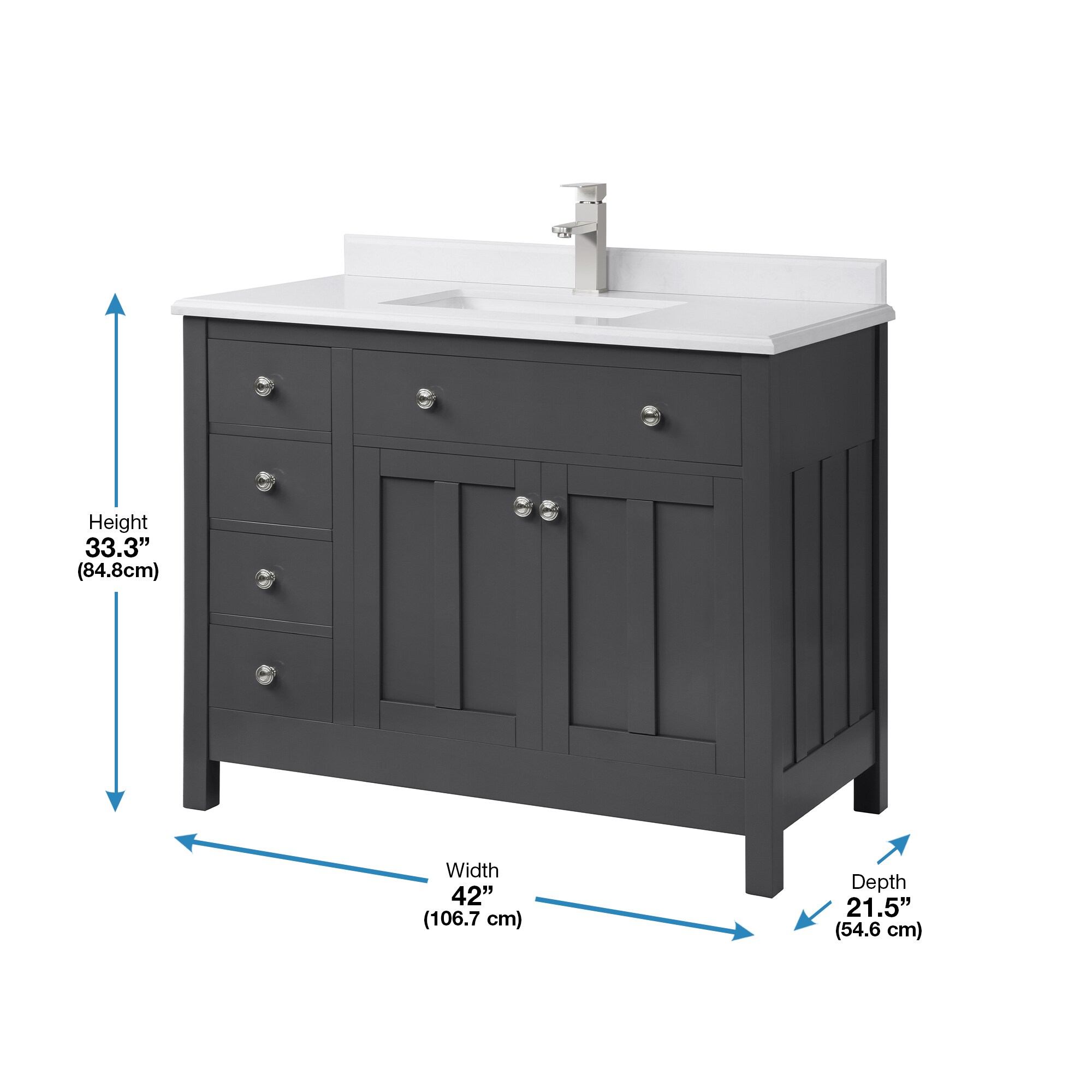 OVE Decors Boston 42-in Dark Charcoal Undermount Single Sink Bathroom ...