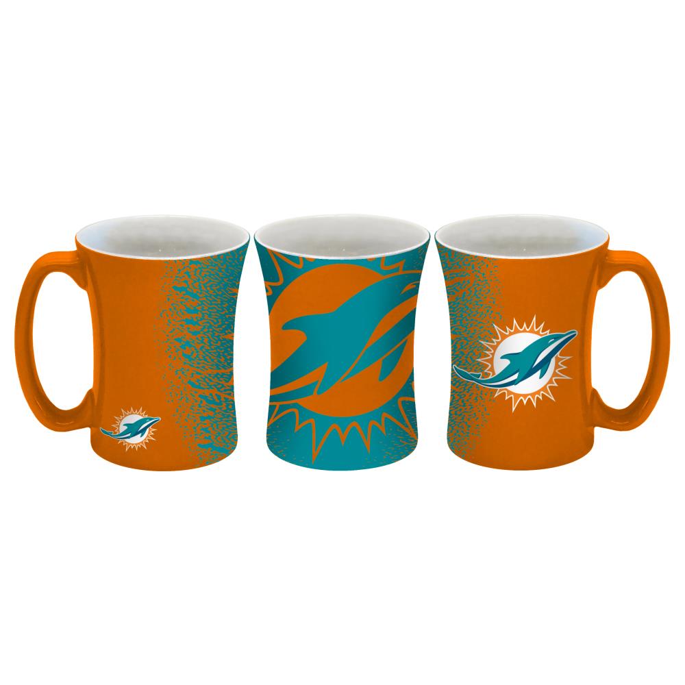 GREAT AMERICAN Miami Dolphins 15-fl oz Ceramic White/Orange Mug Set of: 2  at