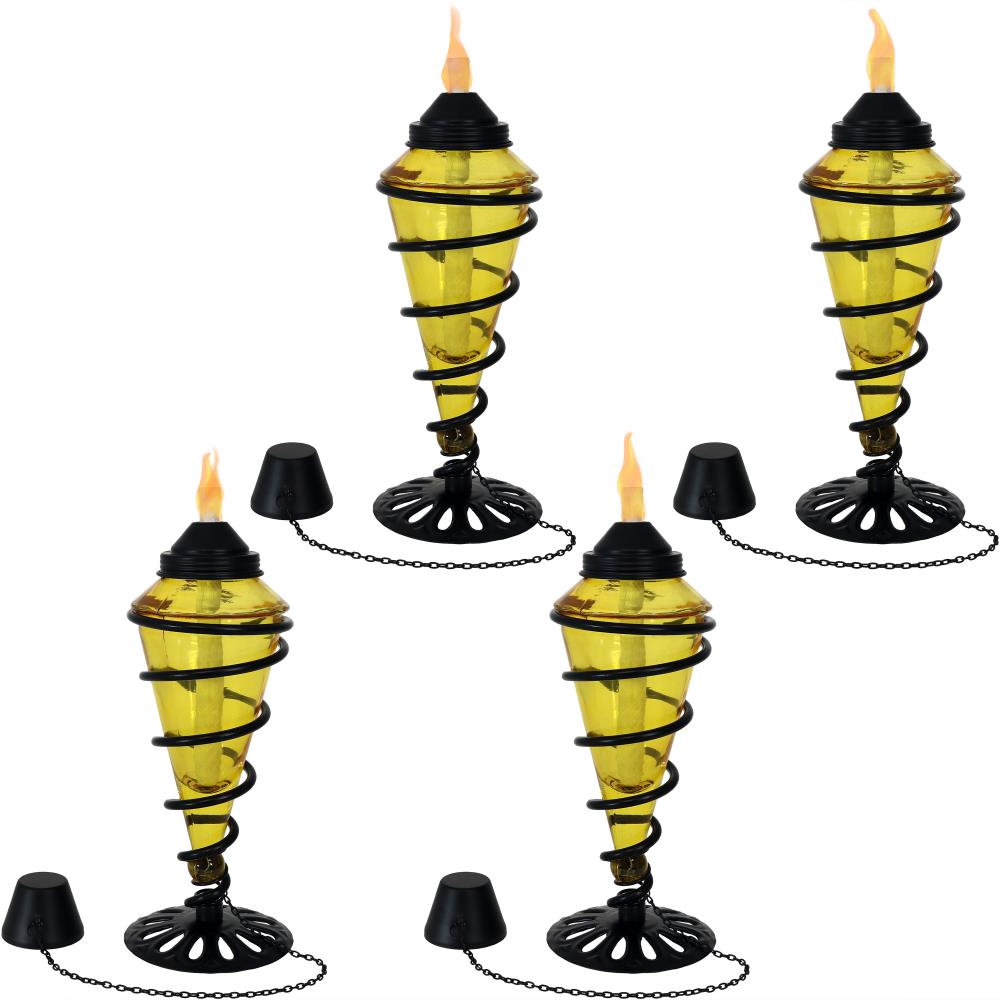 Sunnydaze Decor WKO-146 4-Pack 11.5-in Yellow Glass Citronella Tabletop Torch