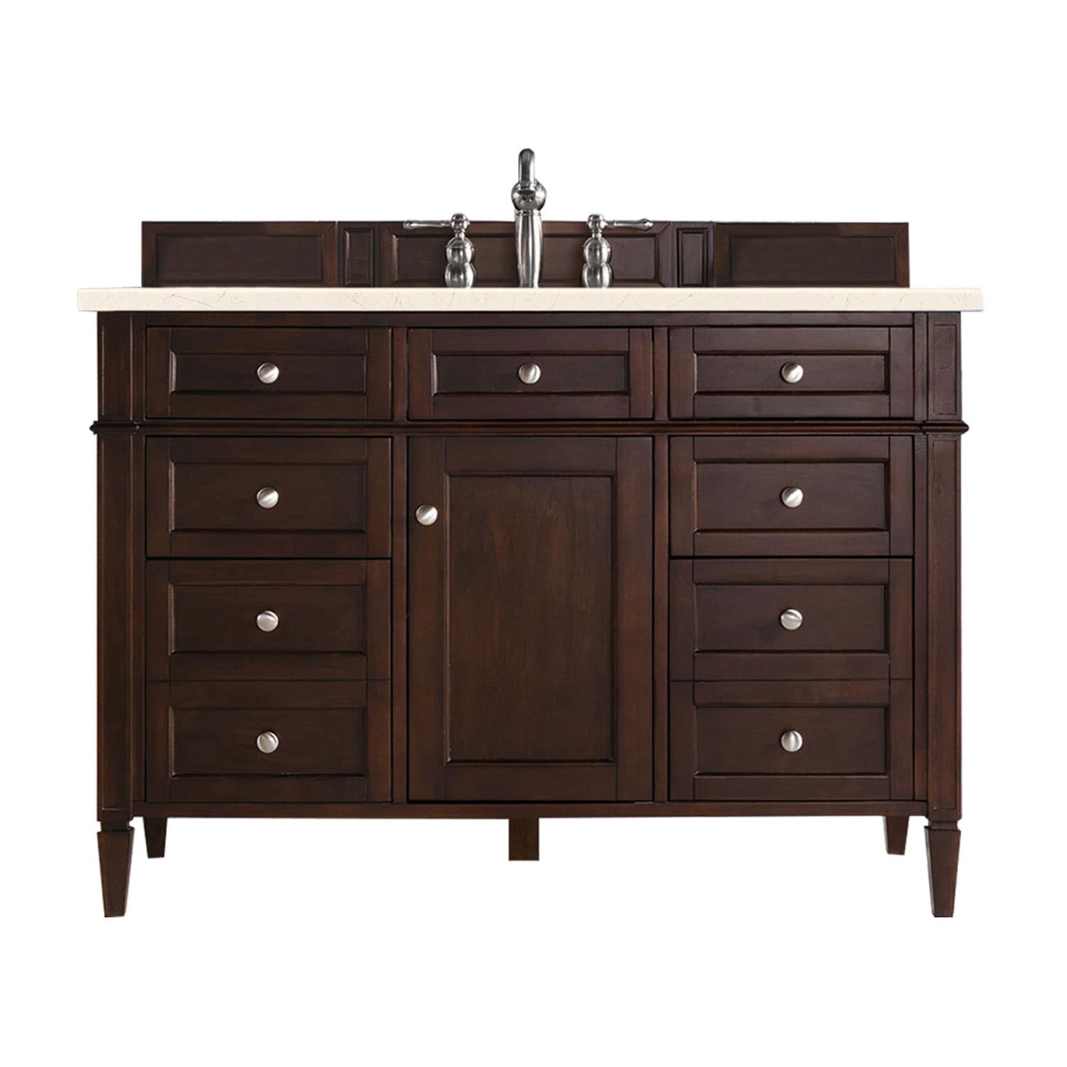 James Martin Vanities 650-V48-BNM-3EMR Brittany 48-in Burnished Mahogany Undermount Single sink Bathroom Vanity with Eternal Marfil Quartz Top