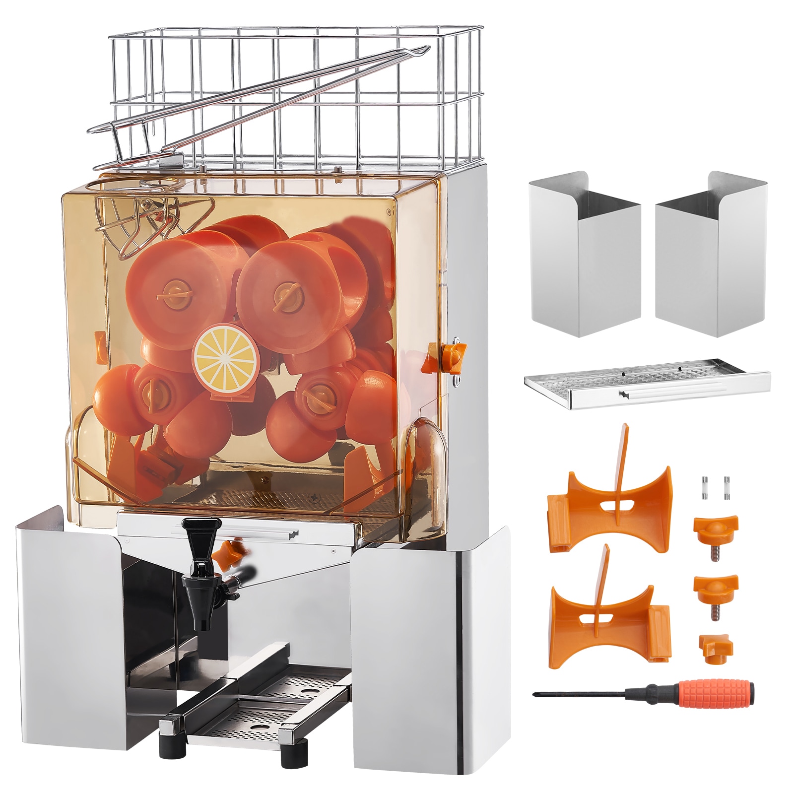 VEVOR TSZDJLCZJBZDBH6R7V1 Commercial Orange Juicer Machine Citrus Juicer ( Silver )