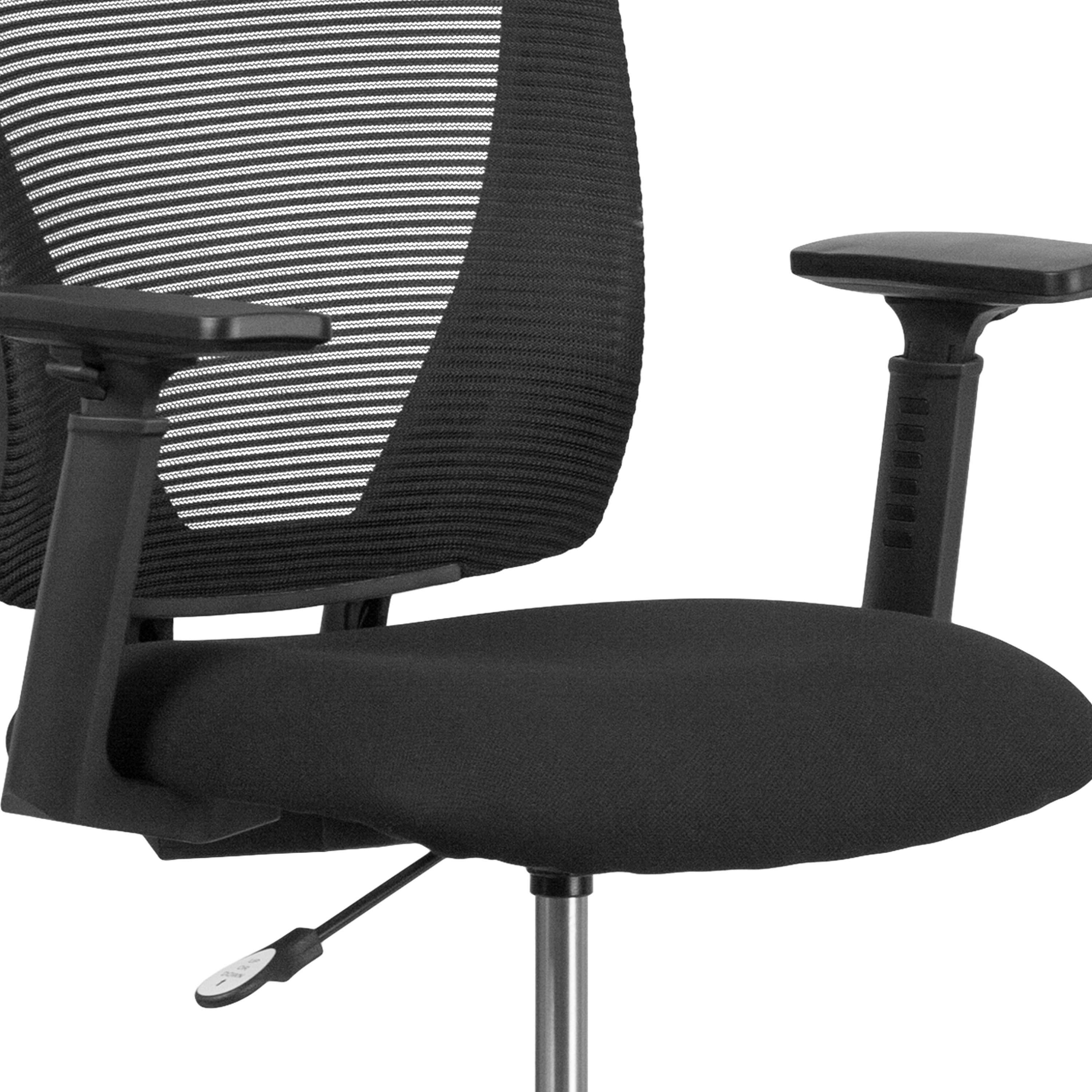 ErgoFlex Mid-Back Mesh Drafting Chair with Adjustable Arms and Black Fabric Seat