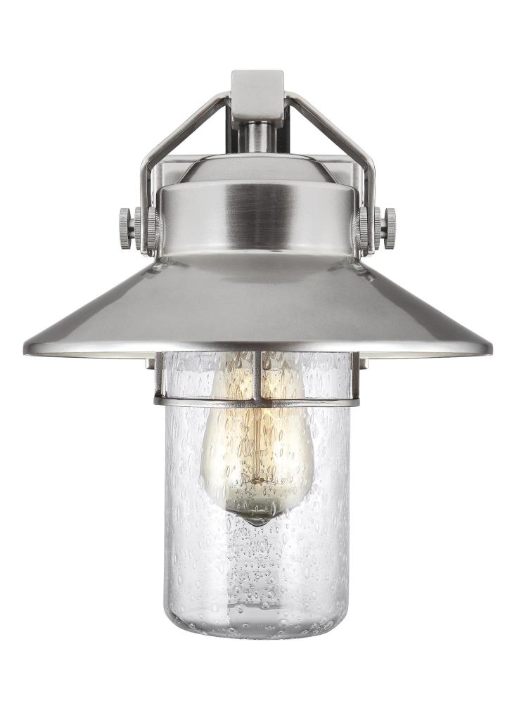 Painted Brushed Steel Outdoor Wall Lantern with Clear Seeded Glass