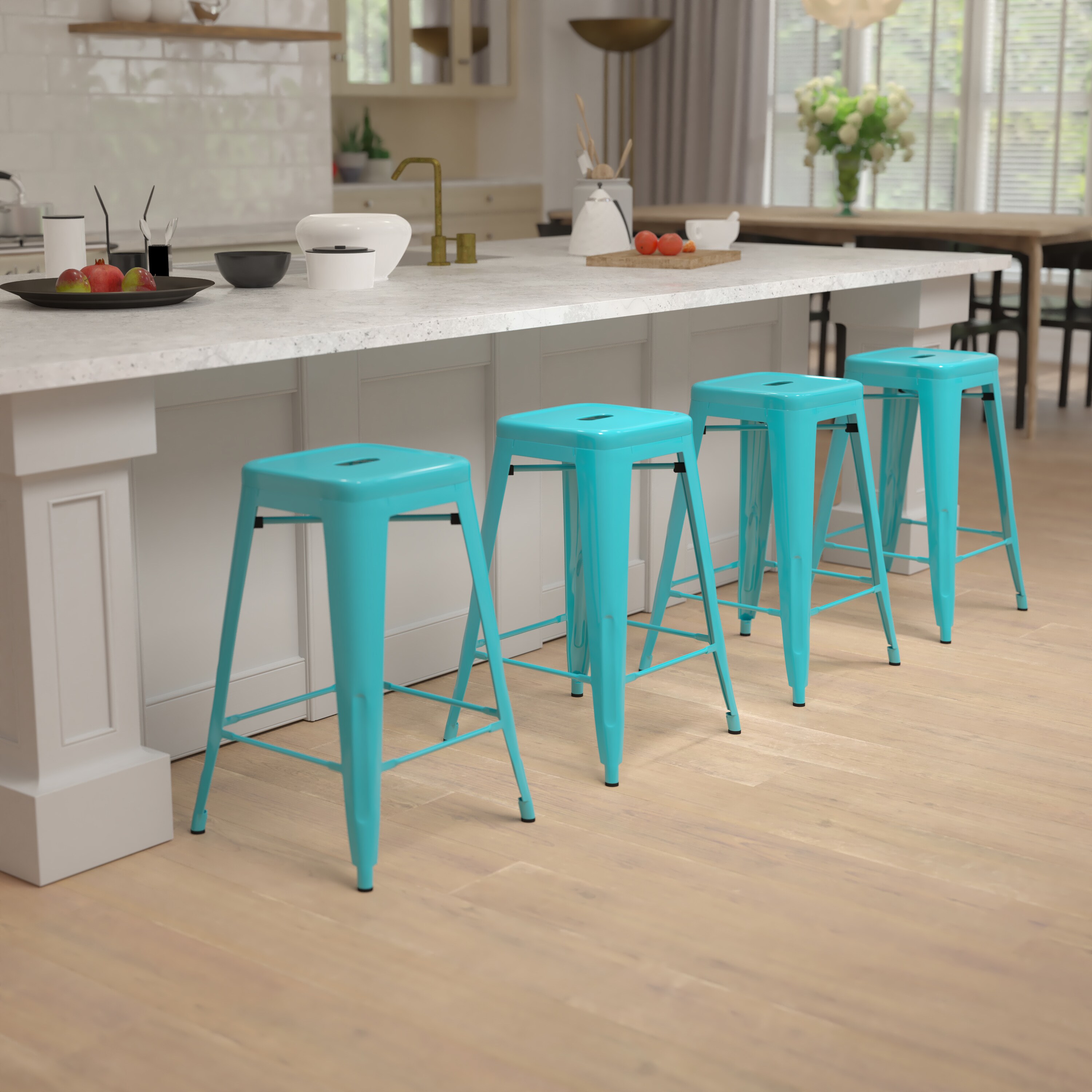 Teal breakfast bar cheap stools