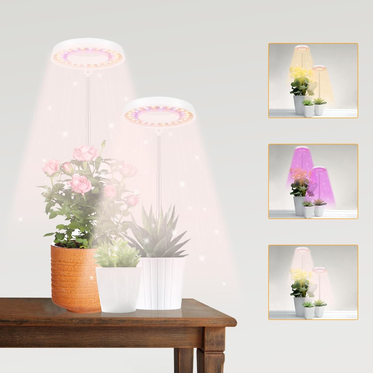 Oyezvary  LED Grow Light for Indoor Plants Full Spectrum Adjustable Height Flexible Pole Sunlight Design Timer Settings for Small Potted Plants 2