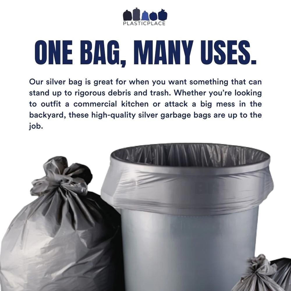 Plasticplace 33 Gallon Eco-friendly Trash Bags, Black, 1.5 Mil