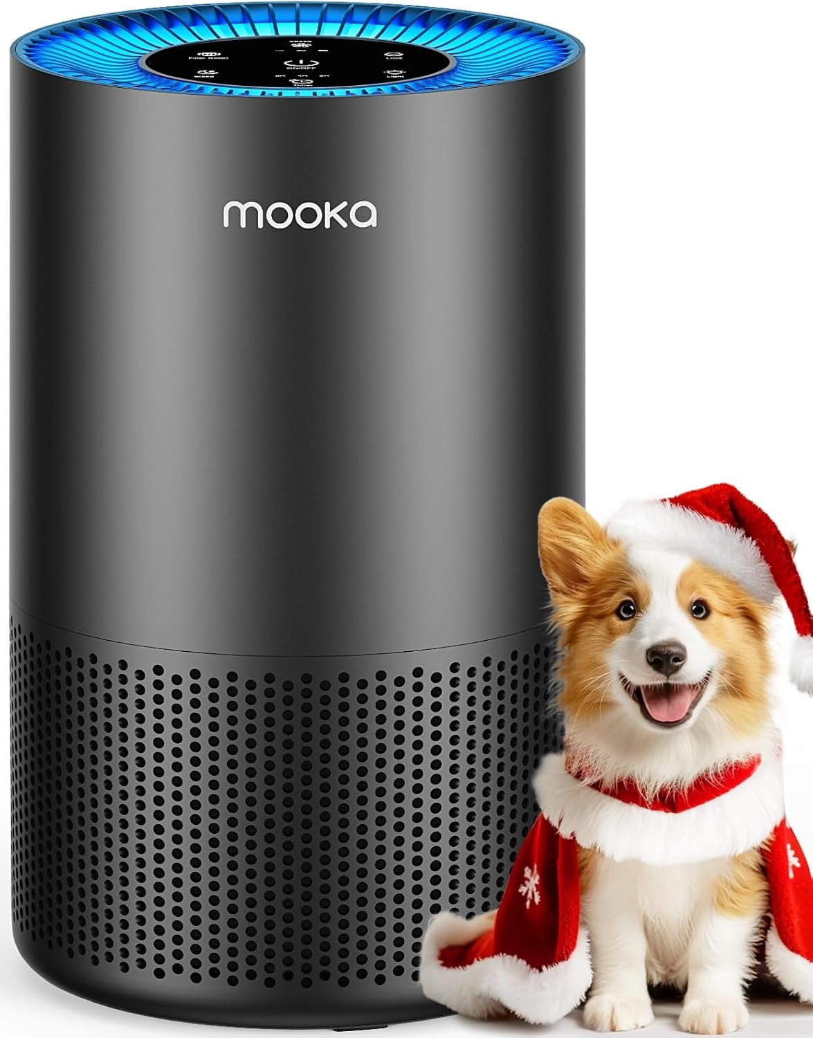Mooka HAAP1232-B Air Purifier for Large Rooms and Pets – Up to 1300 sq ft with 360 Air Inlet Fragrance Function and Ultra-Quiet Operation (Black)