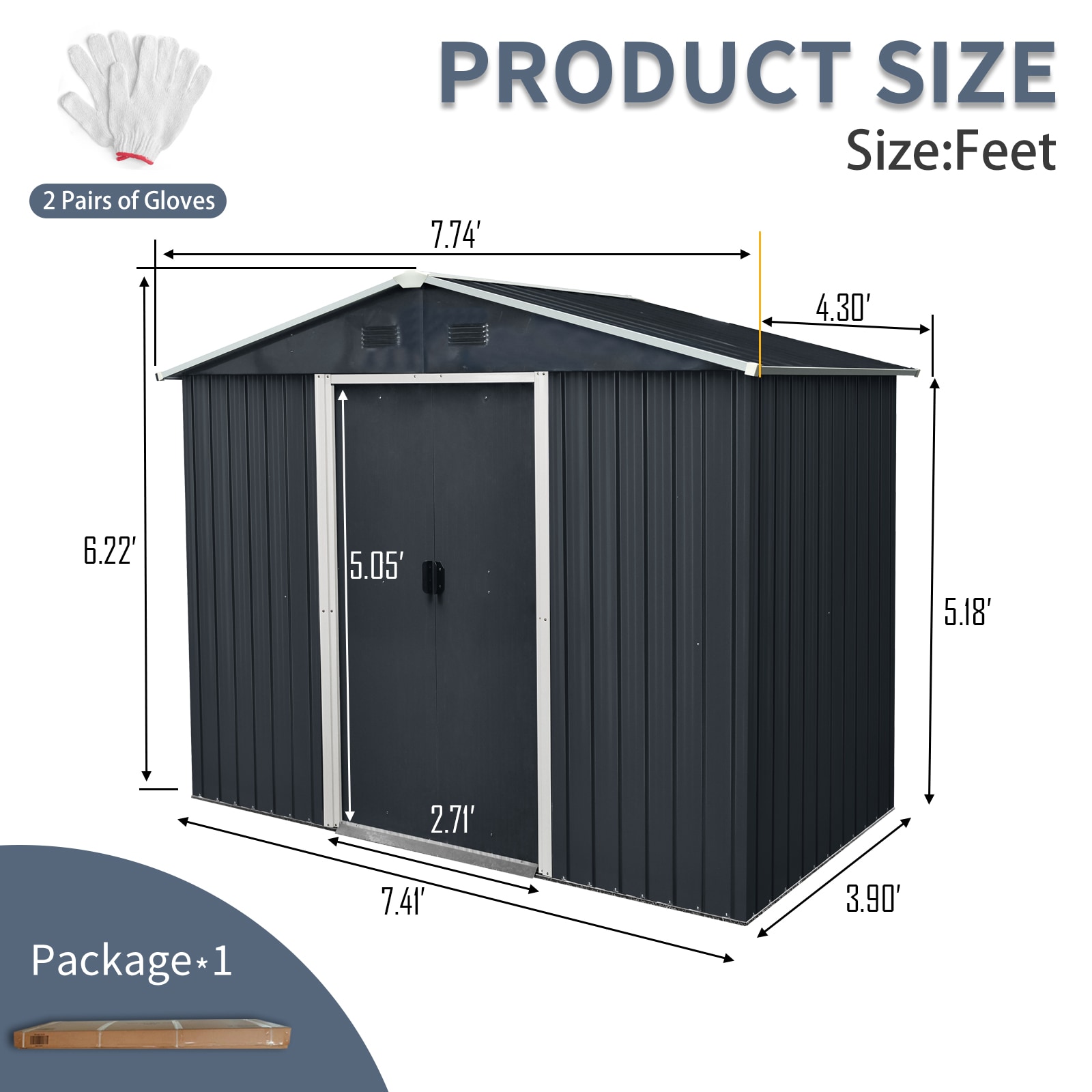 WELLFOR TWSG008-GR Metal-Storage-Buildings-Sheds - View #5
