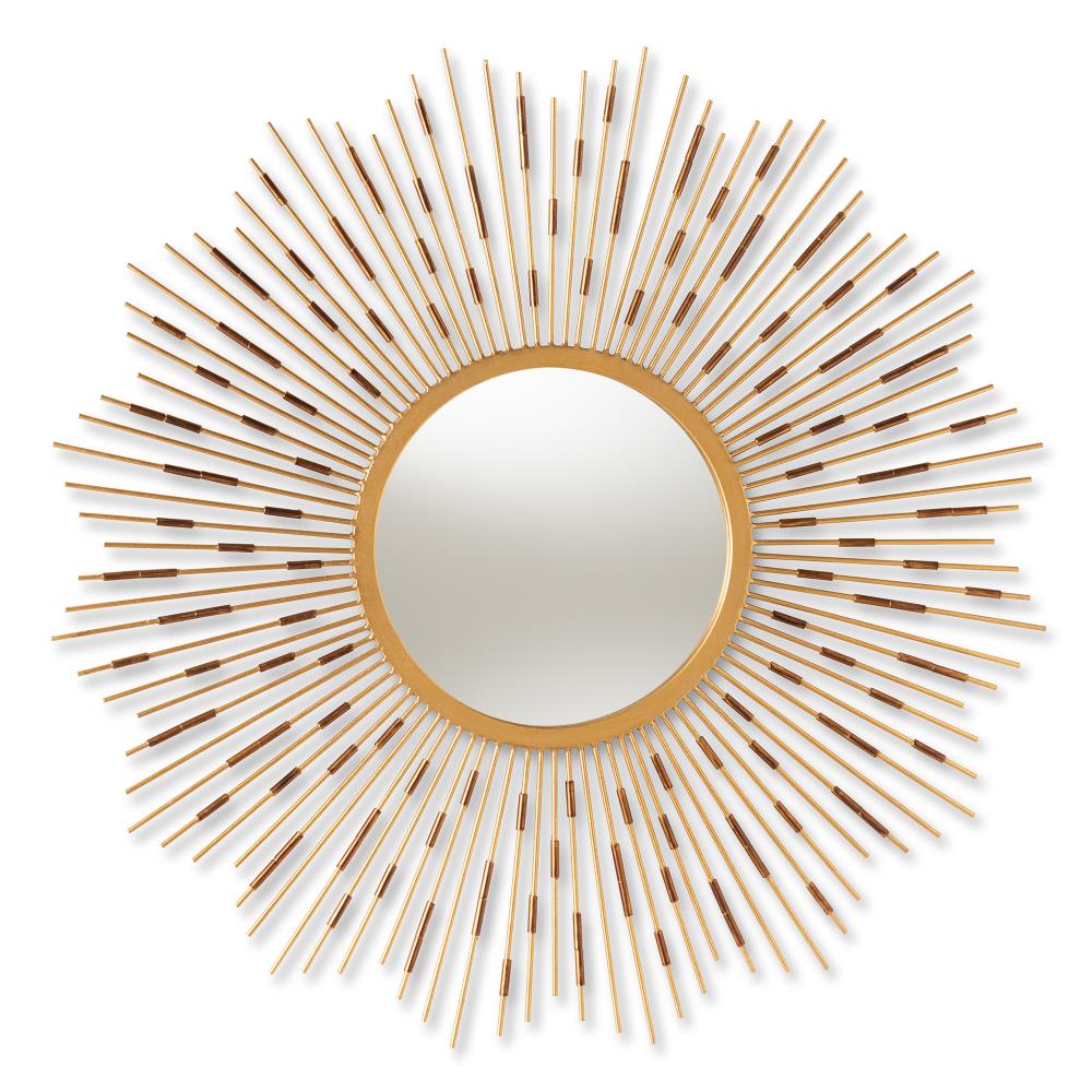 Baxton Studio 150-8896-LW Apollonia 36-in W x 36.0-in H Sunburst Gold Framed Wall Mirror