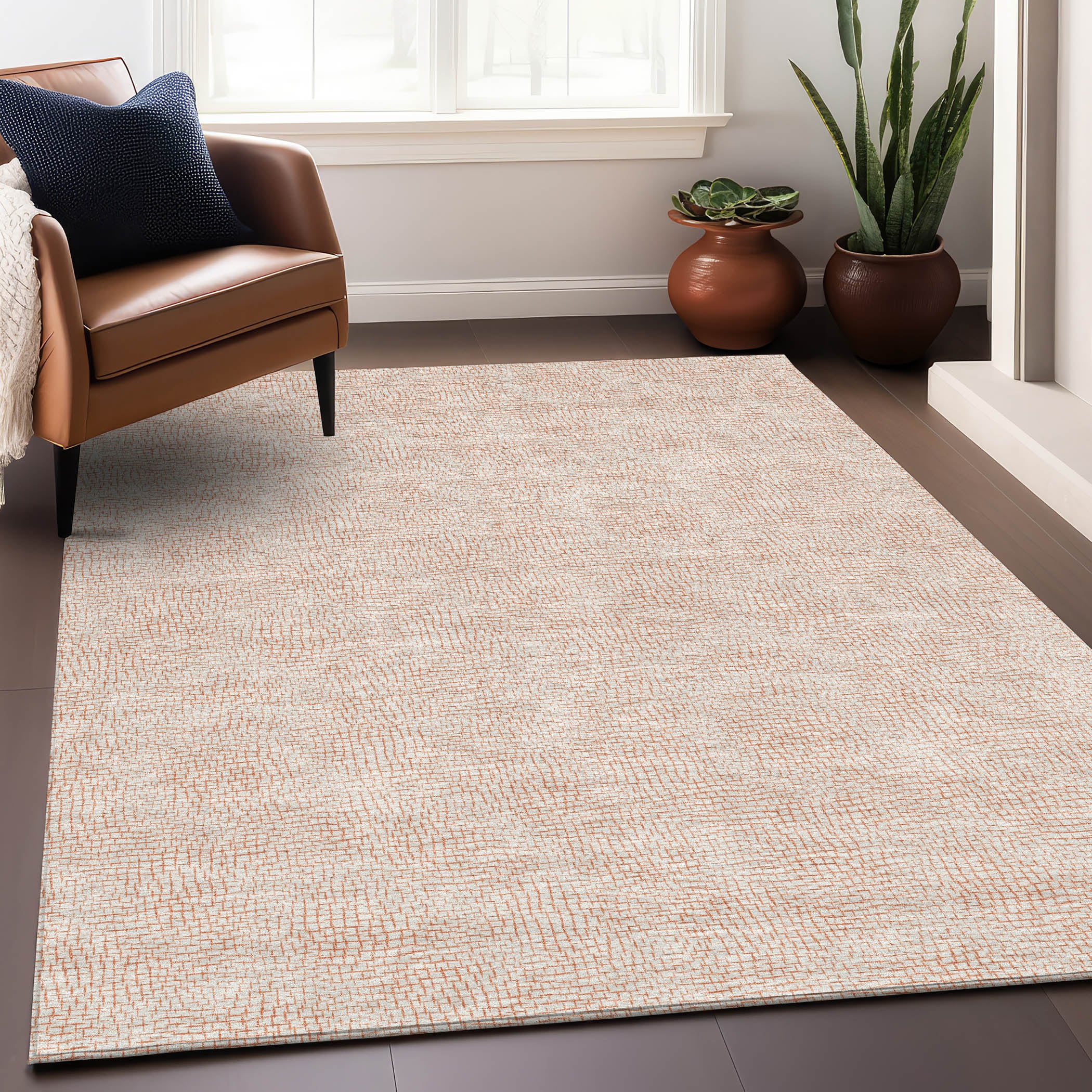 Addison Rugs ACN1058PH30X46 Chantille ACN1058PH 2 x 3 (ft) Polyester Peach Rectangular Indoor/Outdoor Geometric Machine washable Area rug