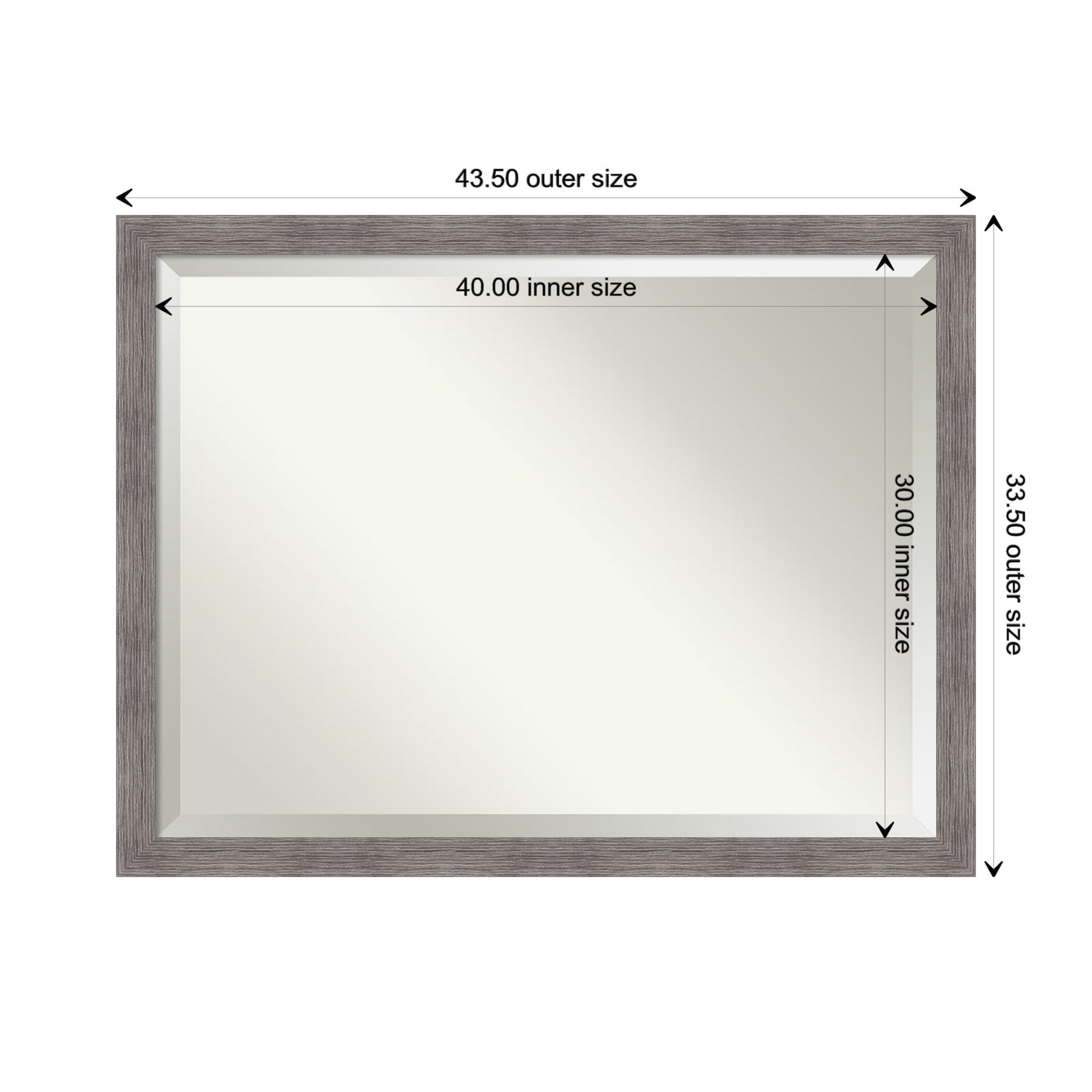 Pinstripe Plank Grey 43" x 33" Beveled Vanity Wall Mirror