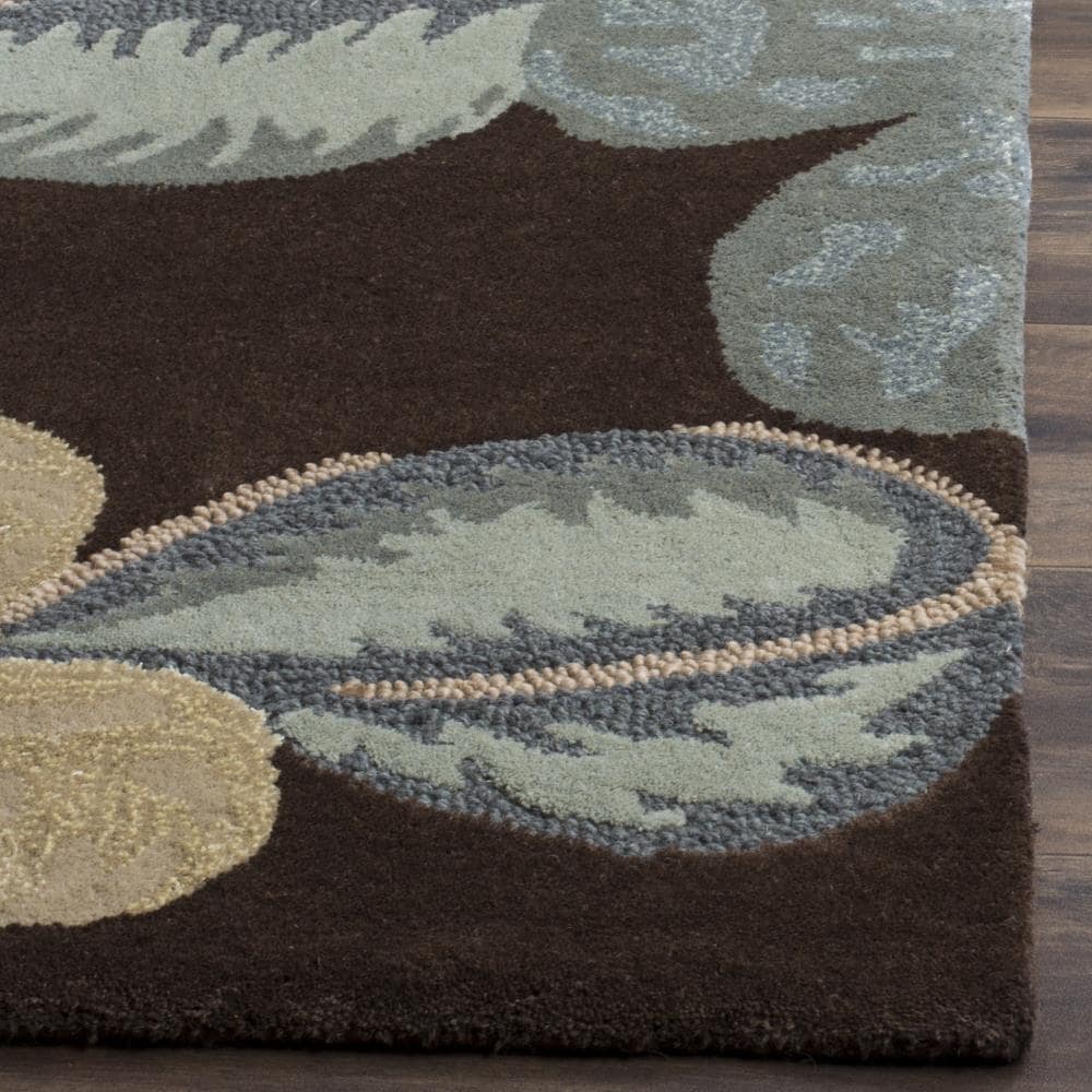 Bella Hand-Tufted Wool Square Area Rug in Brown, 5' x 5'