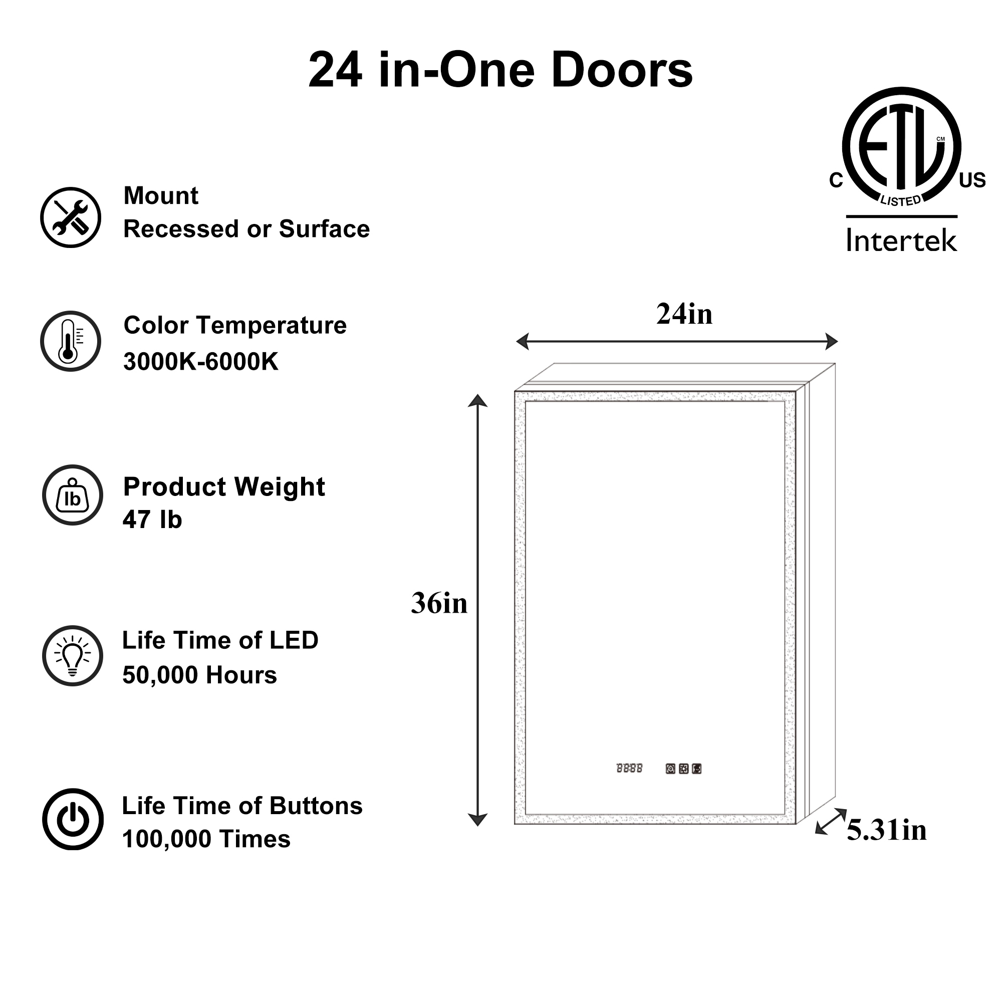 ExBrite 1230XD2430V3R Bathroom-Medicine-Cabinets - View #3