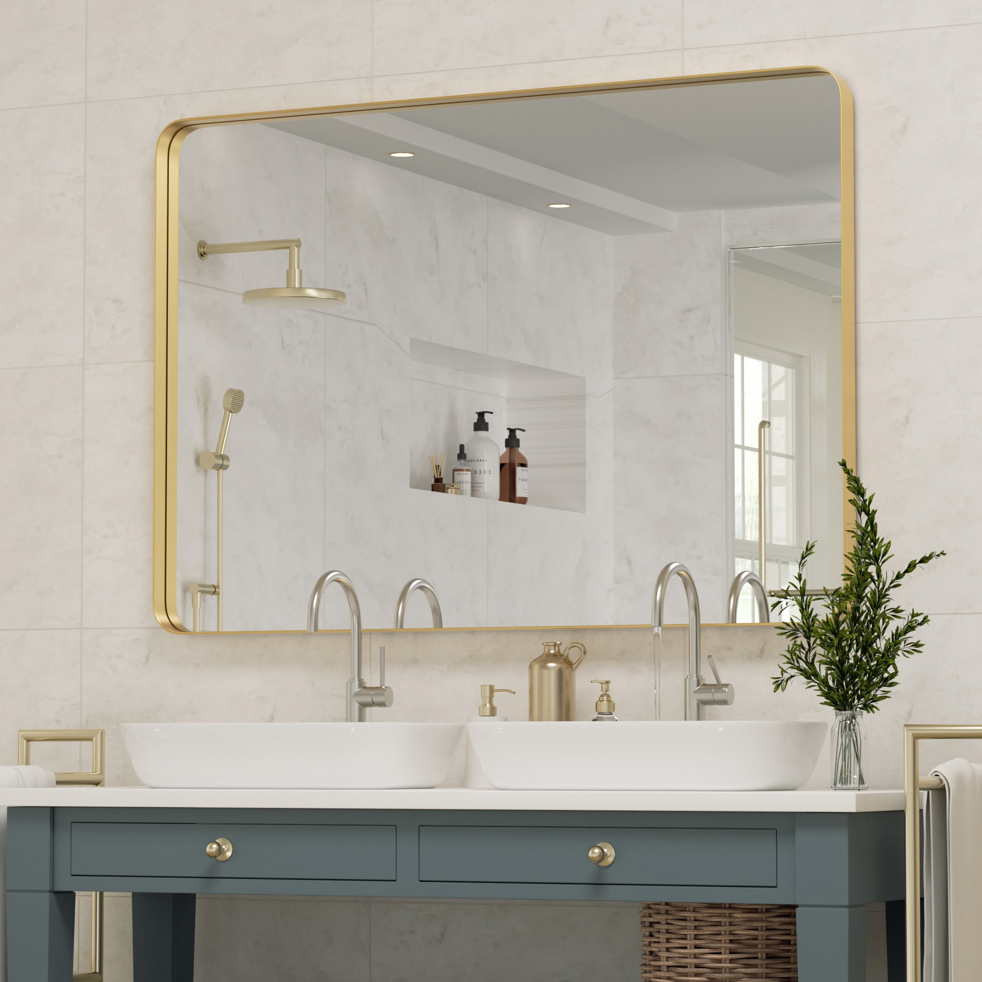 Clavie 30-in W x 40-in H Gold Framed Wall Mirror in the Mirrors ...