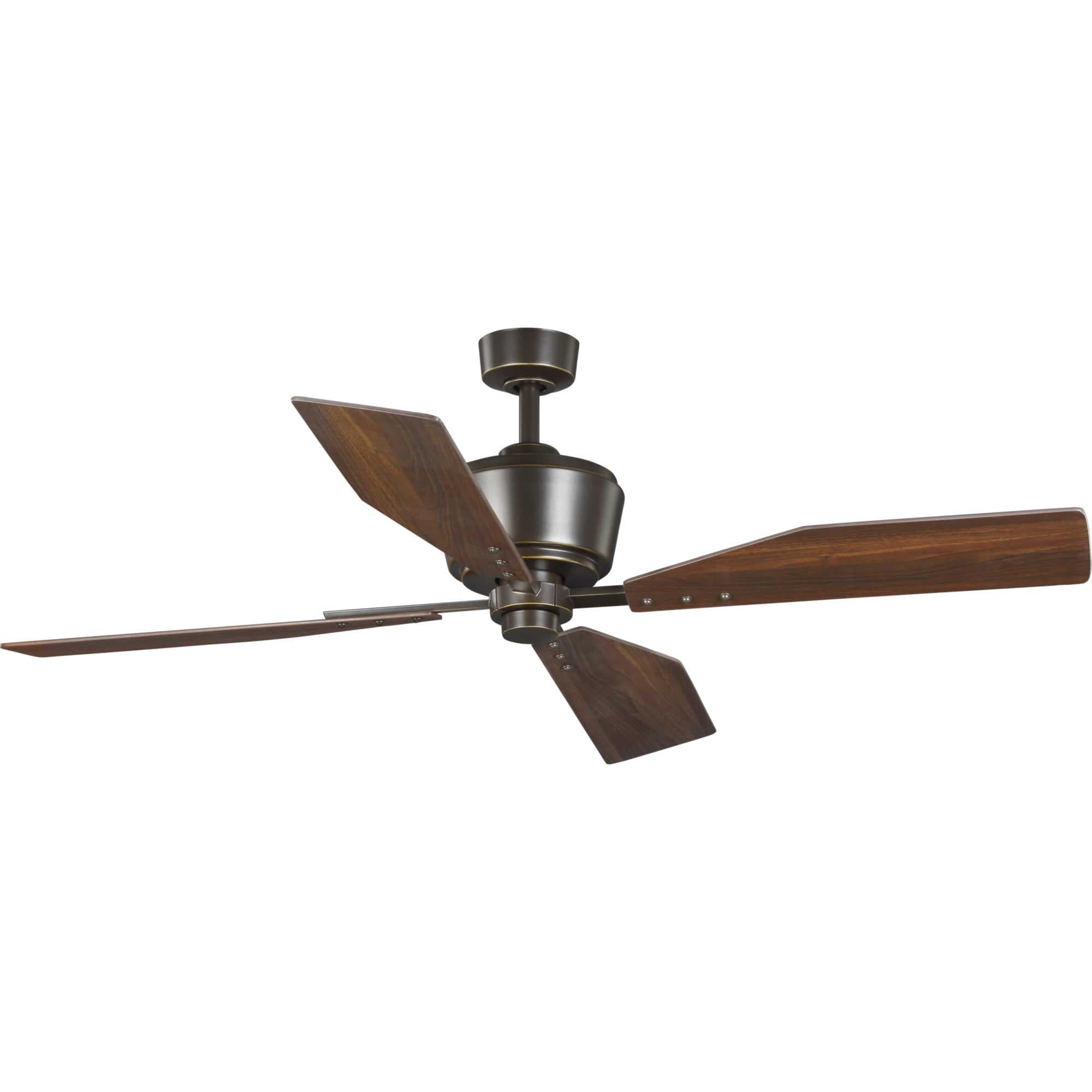 Progress Lighting P250022-108 Chapin 56-in Oil Rubbed Bronze with Distressed Walnut/American Walnut Blades Propeller Ceiling Fan Light Kit Compatible - Remote Included ( 4 -Blade )