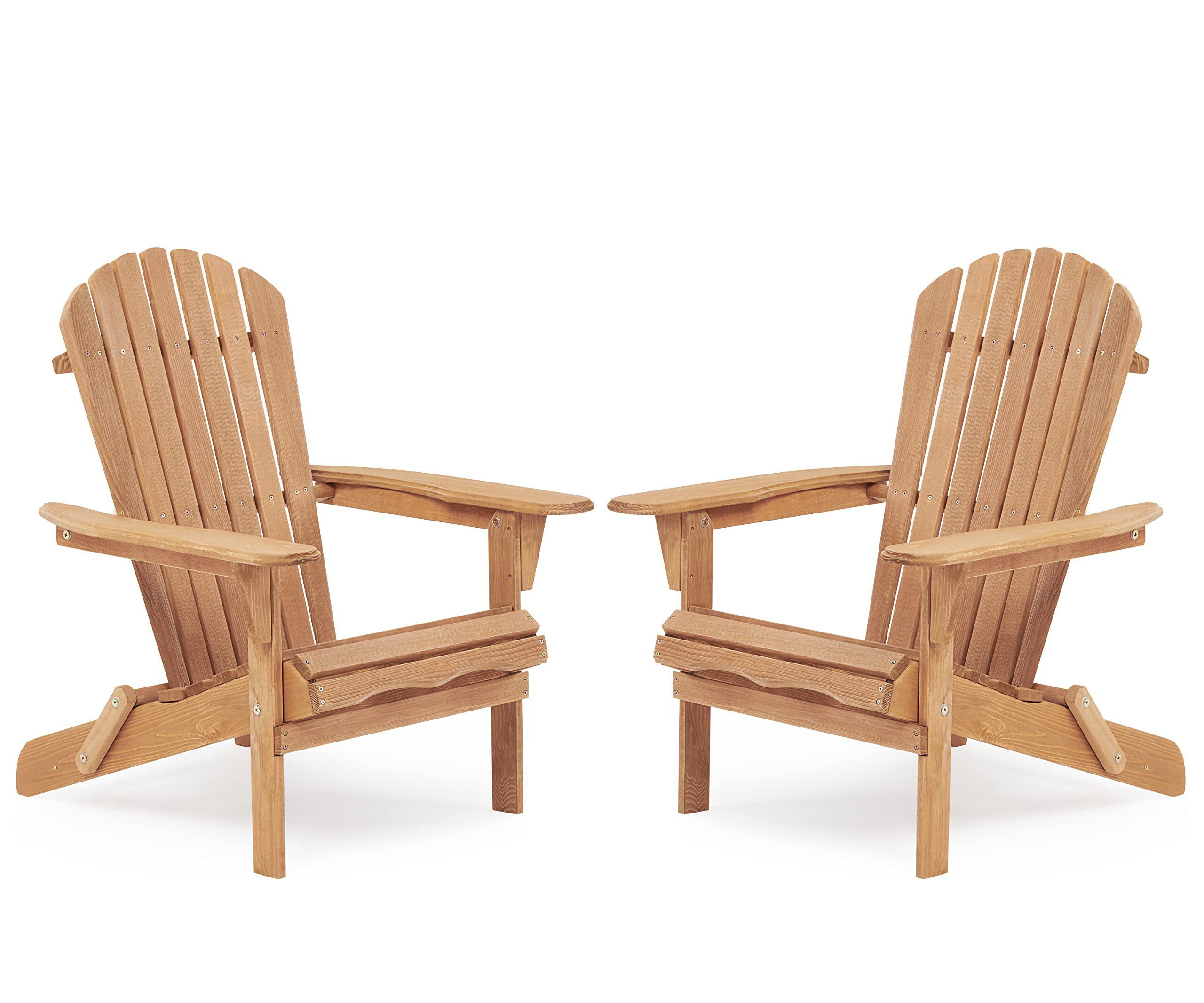 CESICIA W225-OPS-07 Patio Chairs Set of 2 Light Brown Wood Frame Stationary Adirondack Chair with Solid Seat