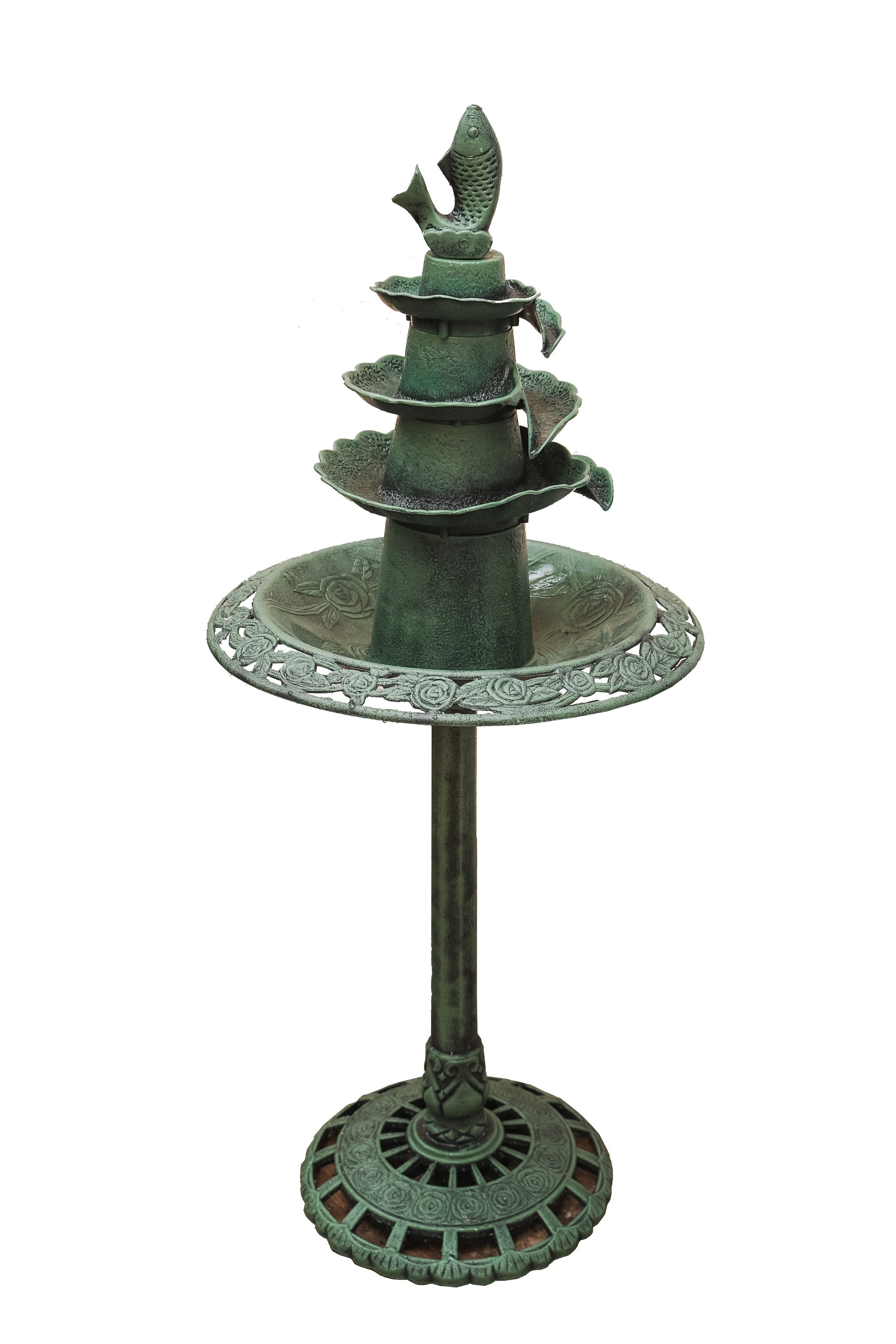 XBrand BB3387GN 40.94-in H Plastic Tiered Outdoor Fountain with Birdbath Pump Included