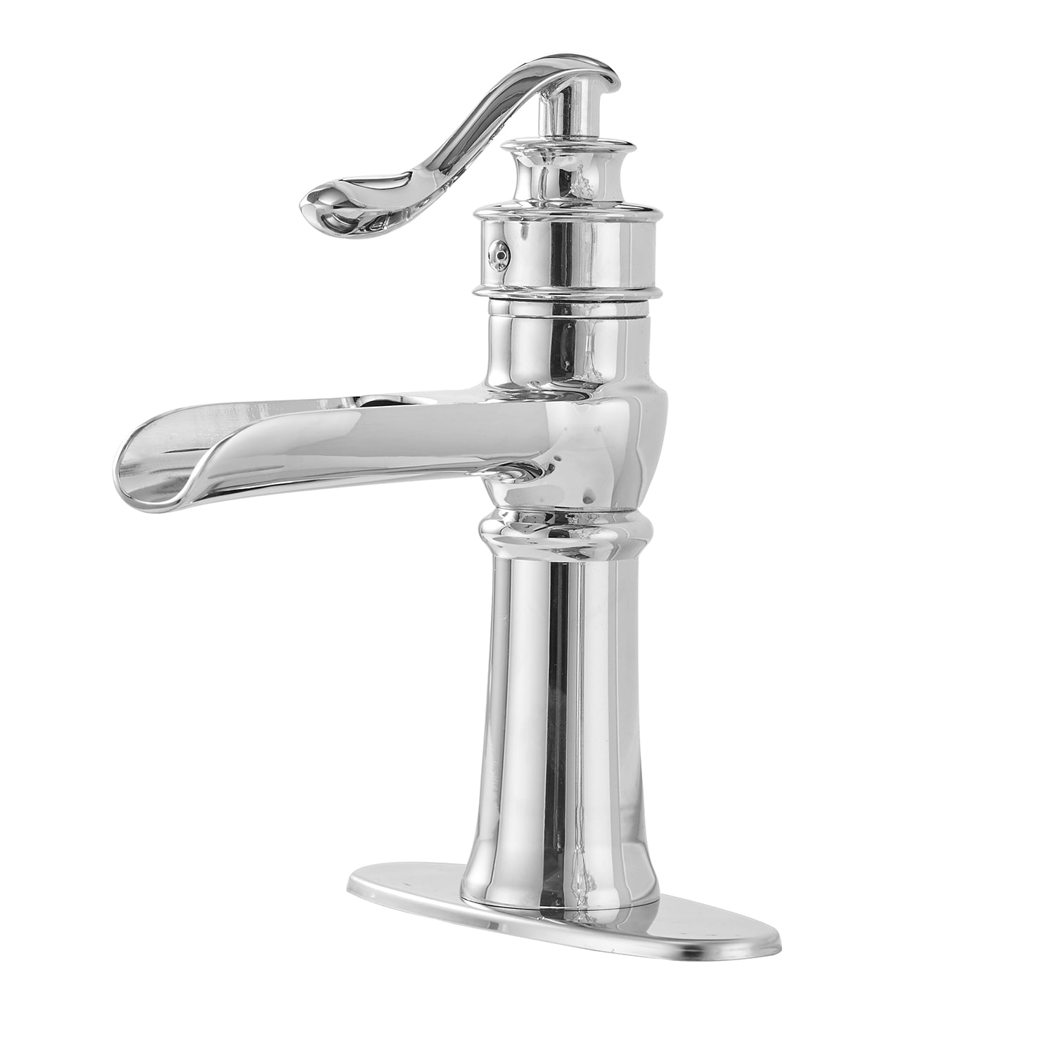 BWE A-96135-C Polished Chrome Single hole 1-handle WaterSense Waterfall Commercial/Residential Handle Bathroom Sink Faucet with Deck Plate