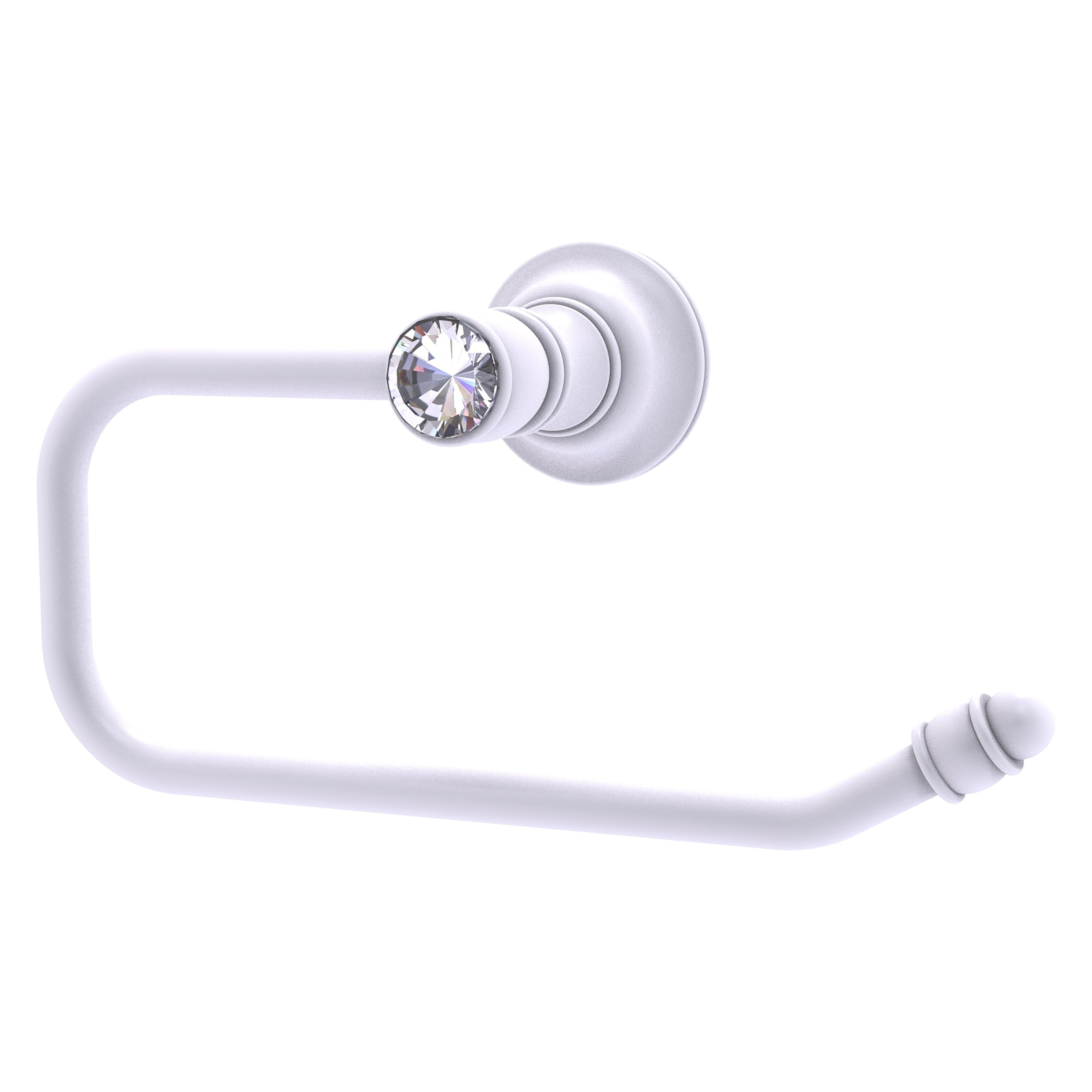 Allied Brass CC-24E-WHM Carolina Crystal Matte White Wall mount Single post Toilet Paper Holder 1 -Rolls