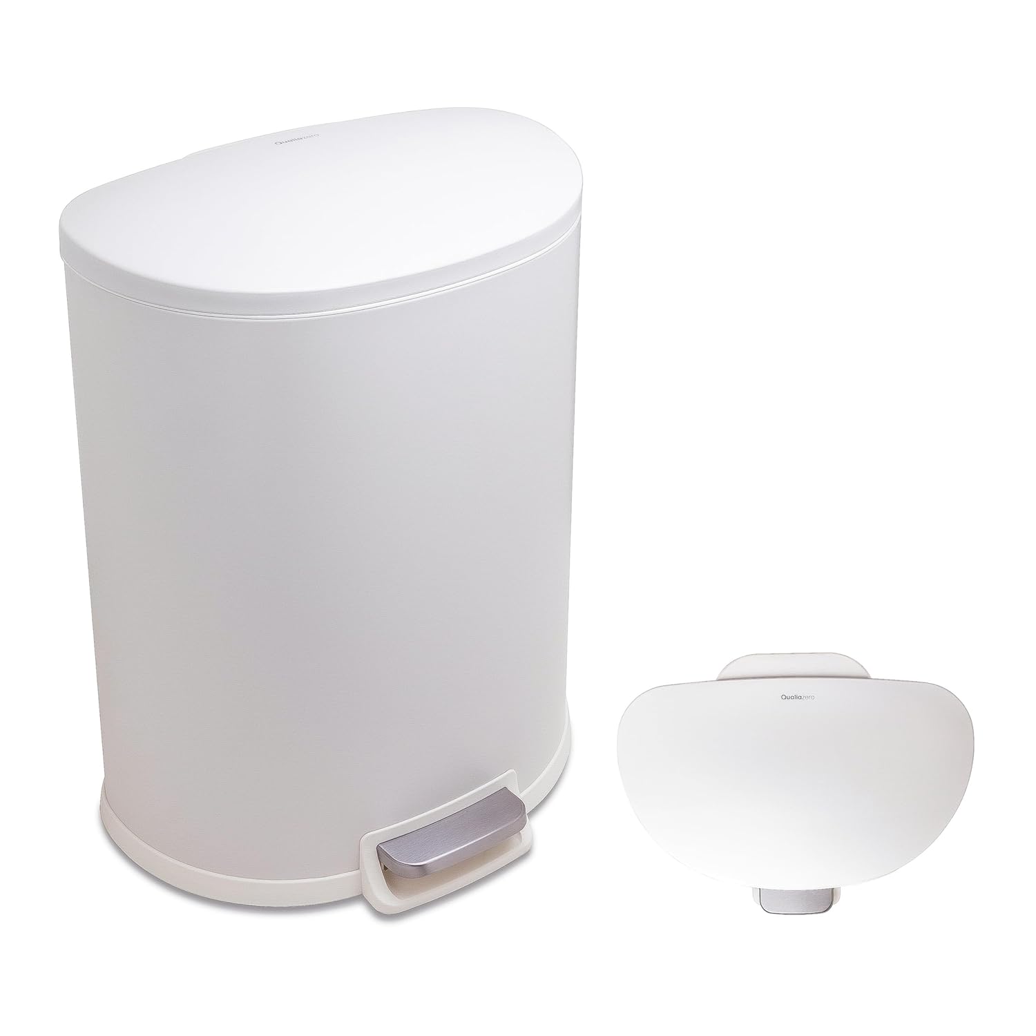 Qualiazero AMZ10064 13.2 Gallon White Steel Indoor Kitchen Step Trash Can