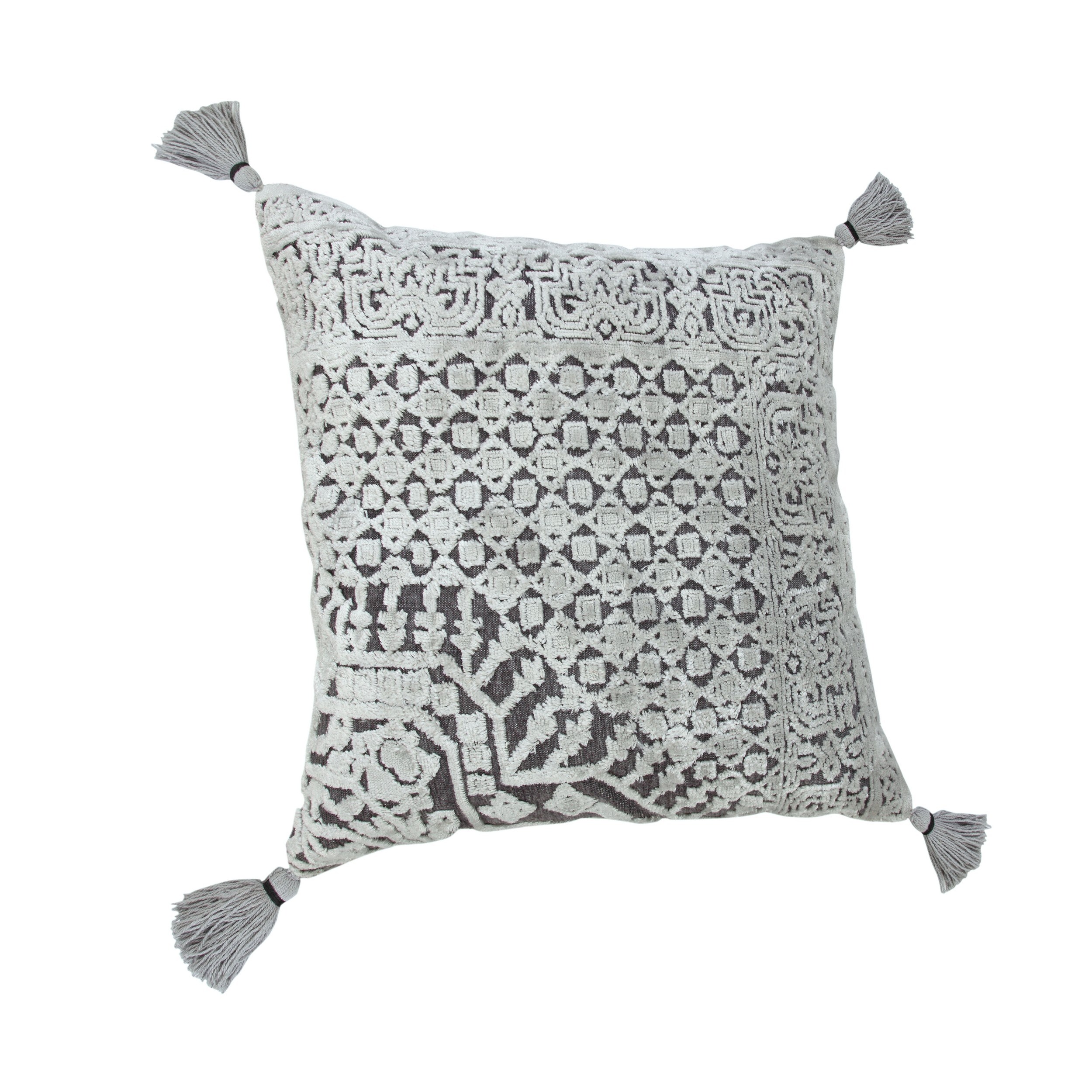 LR Home Bordered Modern Rustic Throw Pillow, 20 inch x 20 inch, Gray / White