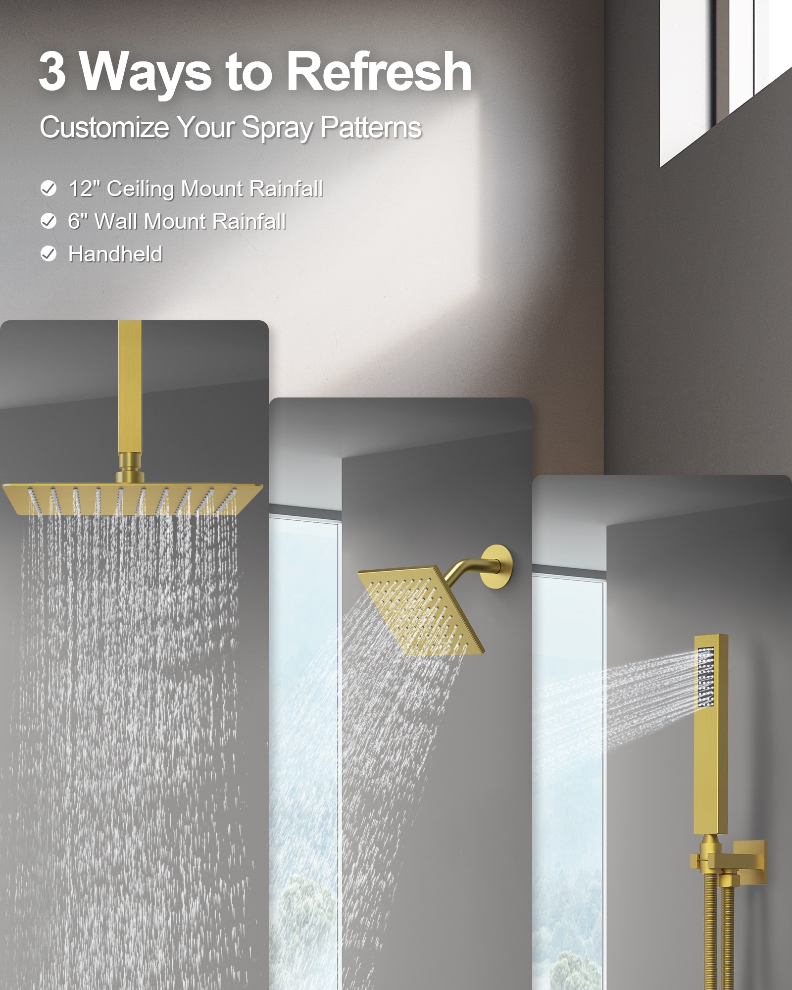 GRANDJOY SFS-1067-GD12 Showerhead-Bar-Panels - View #2