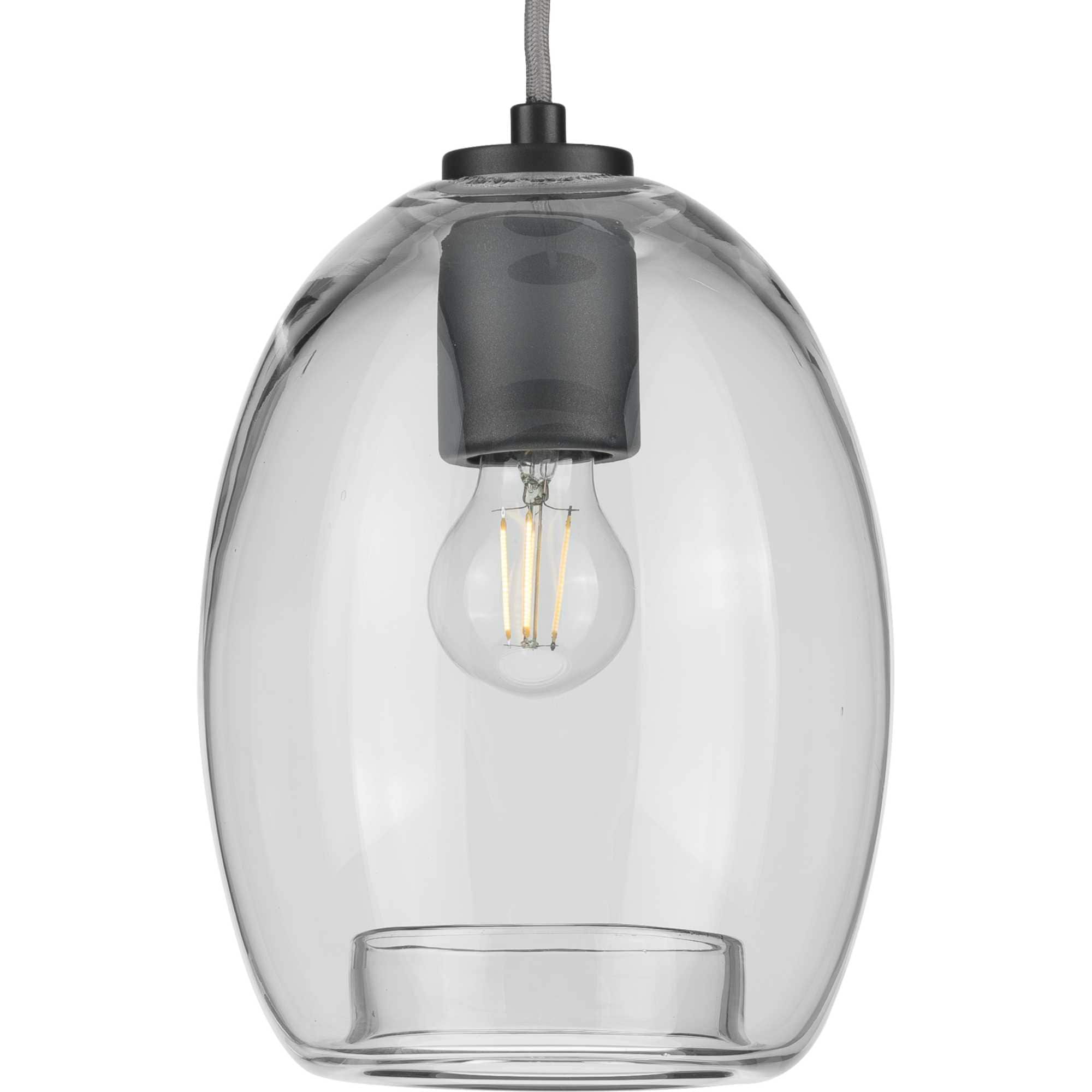Progress Lighting P500159-143 Caisson 1 -Light Graphite Bohemian/global Clear glass Globe Small Hanging Pendant light