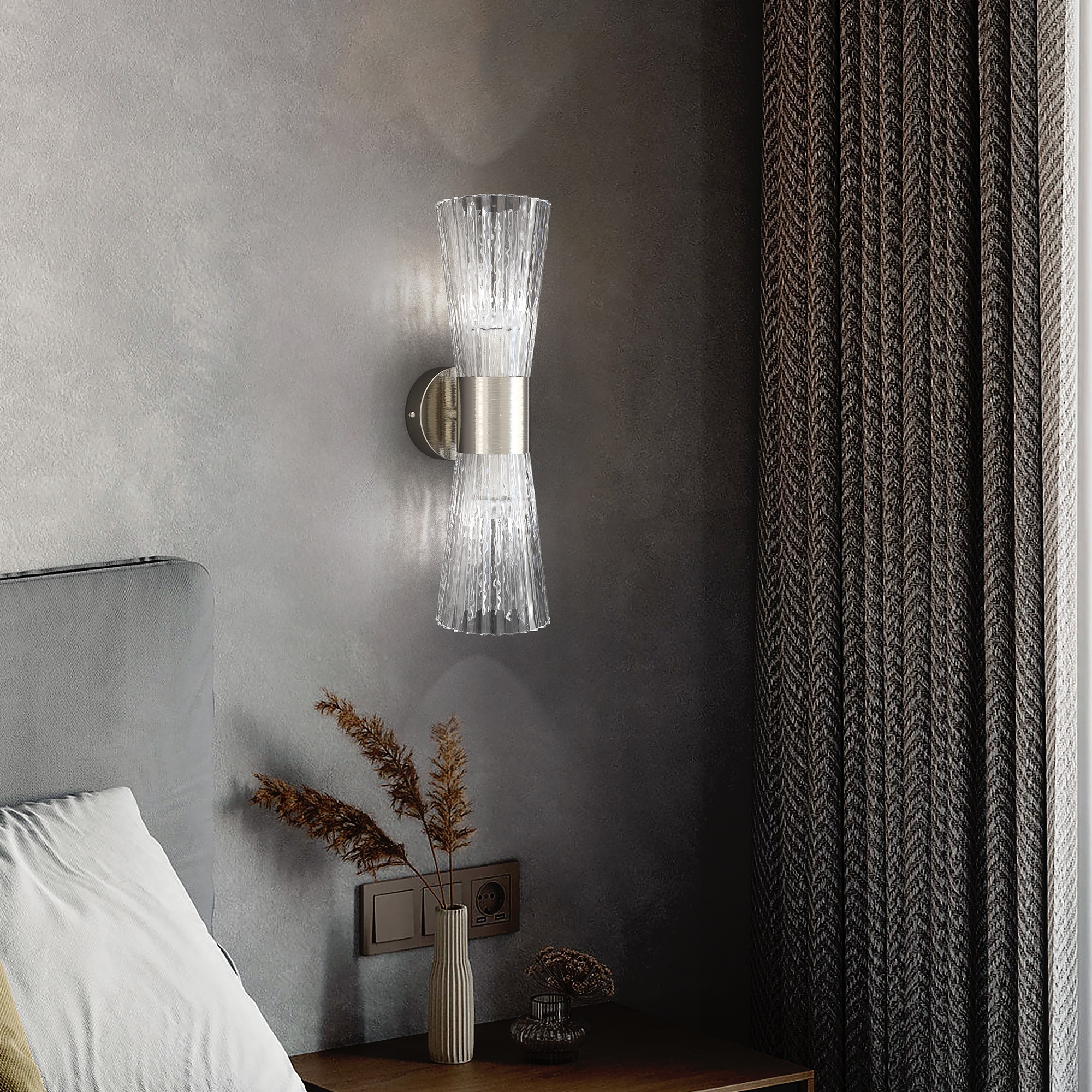 Maxax Gilmer 16.7-in W 2 -Light Brushed Nickel Wall Sconce