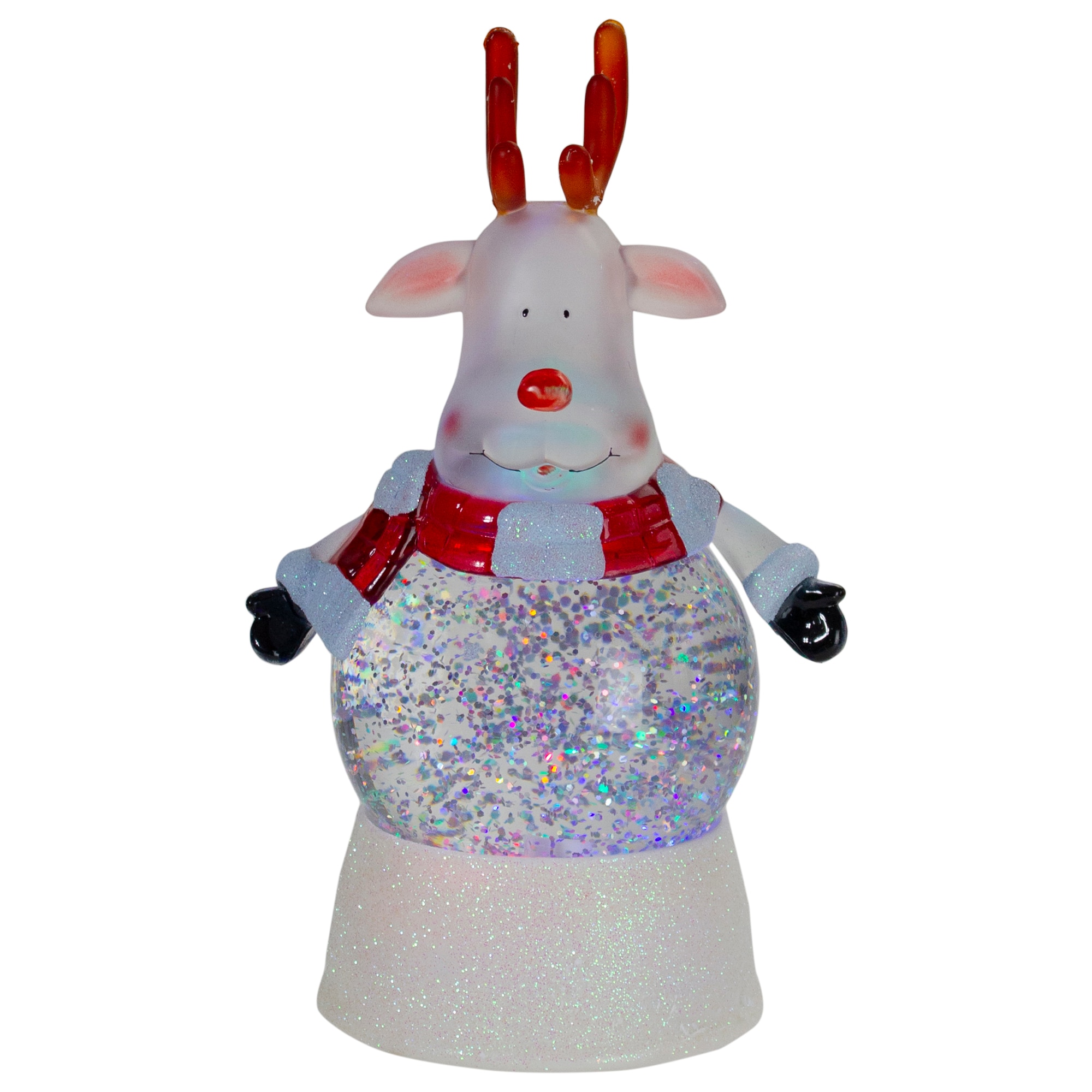 Northlight 34316730 8-in Lighted LED Lighted Color Changing Reindeer Christmas Snow Globe - 8" Tabletop Decoration Reindeer Battery-operated Christmas Decor