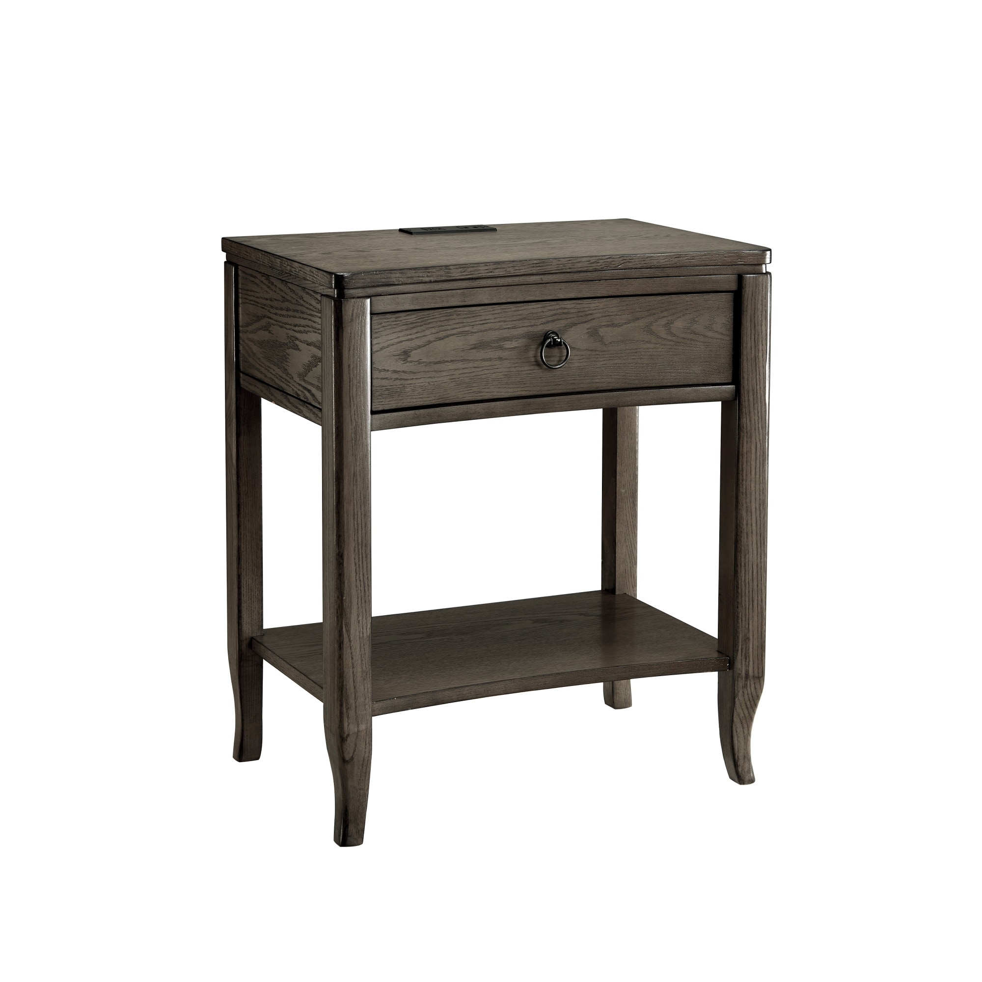 Leick Home 9077-GR Annette Oak with A/C and USB Fast Charging Port Gray Ash Nightstand
