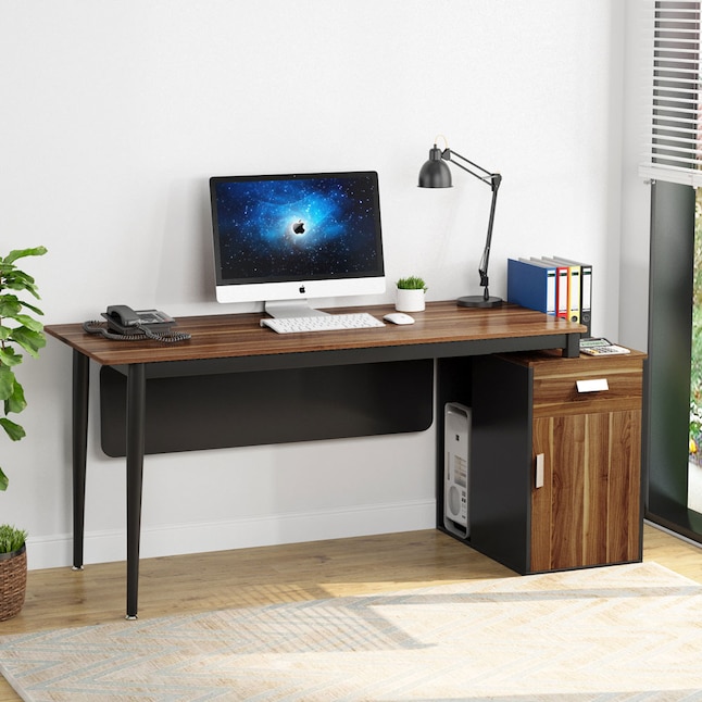 Tribesigns Hoga-C0151 23.6-in Brown Modern/Contemporary Computer Desk Hutch  Included in the Desks department at