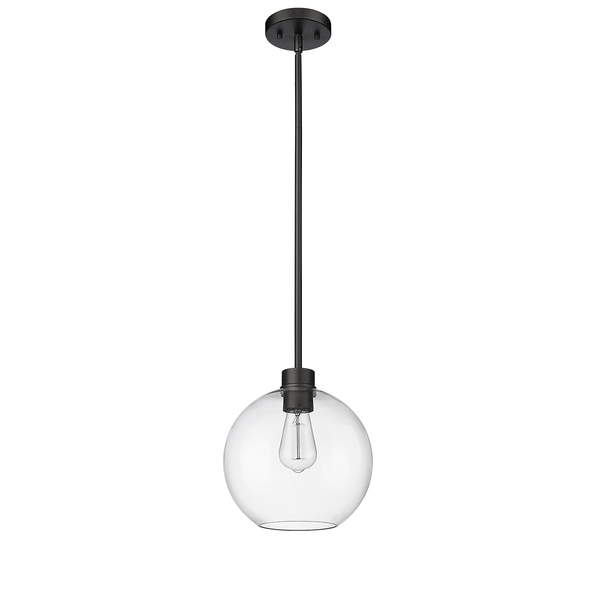 Millennium Lighting 2991-PBK Basin Powder Coat Black Transitional Clear glass Geometric Medium Indoor/Outdoor Hanging Pendant light