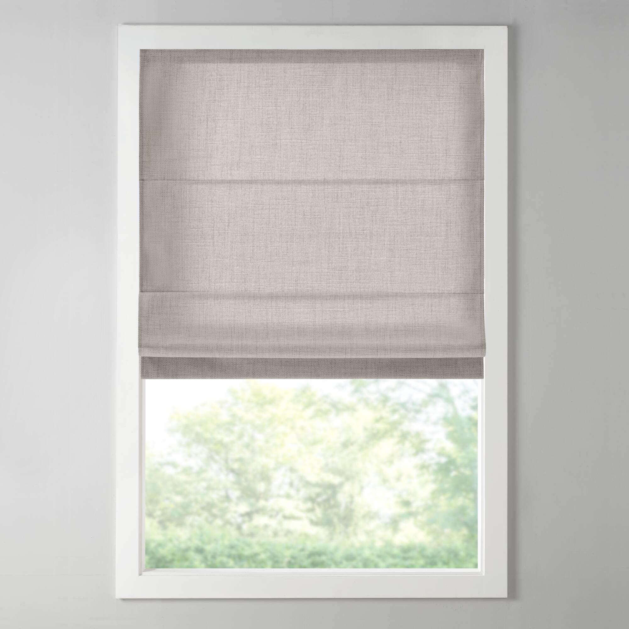 FUIOP MYUT 35-in x 64-in Grey Line-Textured Room Darkening Cordless Roman Shade Detachable Top with Secured Bottom