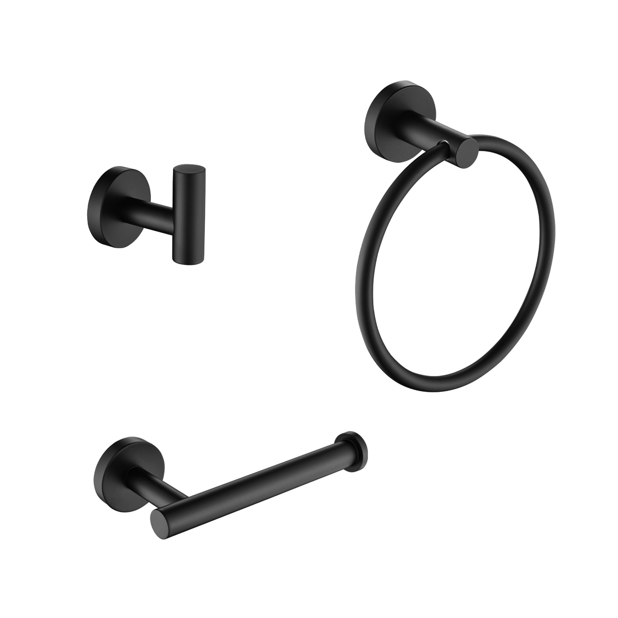 HyperDrop Cart Bathroom Hardware Set Stainless Steel Wall Mounted Towel Bar Robe Hook Toilet Paper Holder 3 Pack