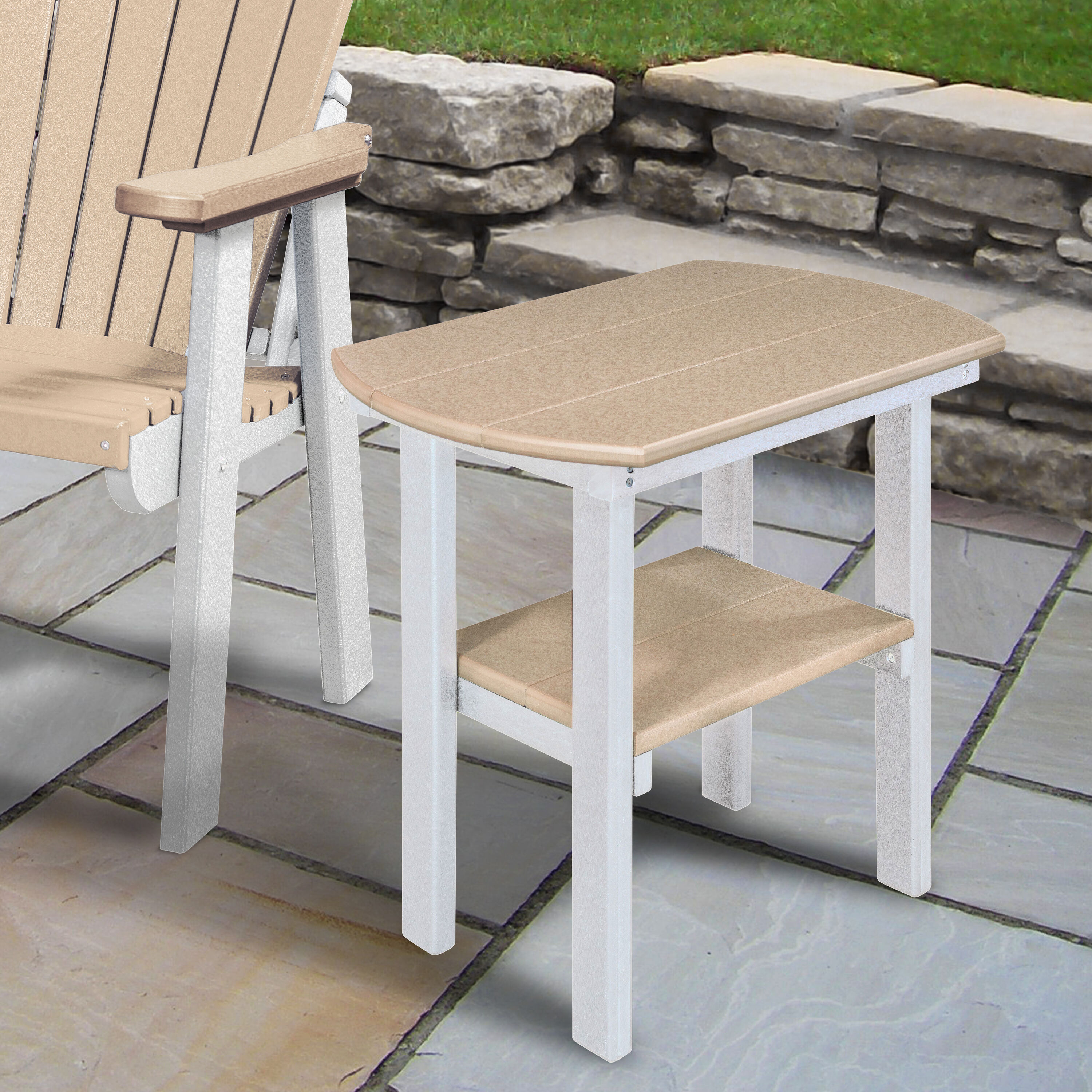 American Furniture Classics 525WWWT Adirondack Oval Outdoor End Table 16-in W x 24-in L
