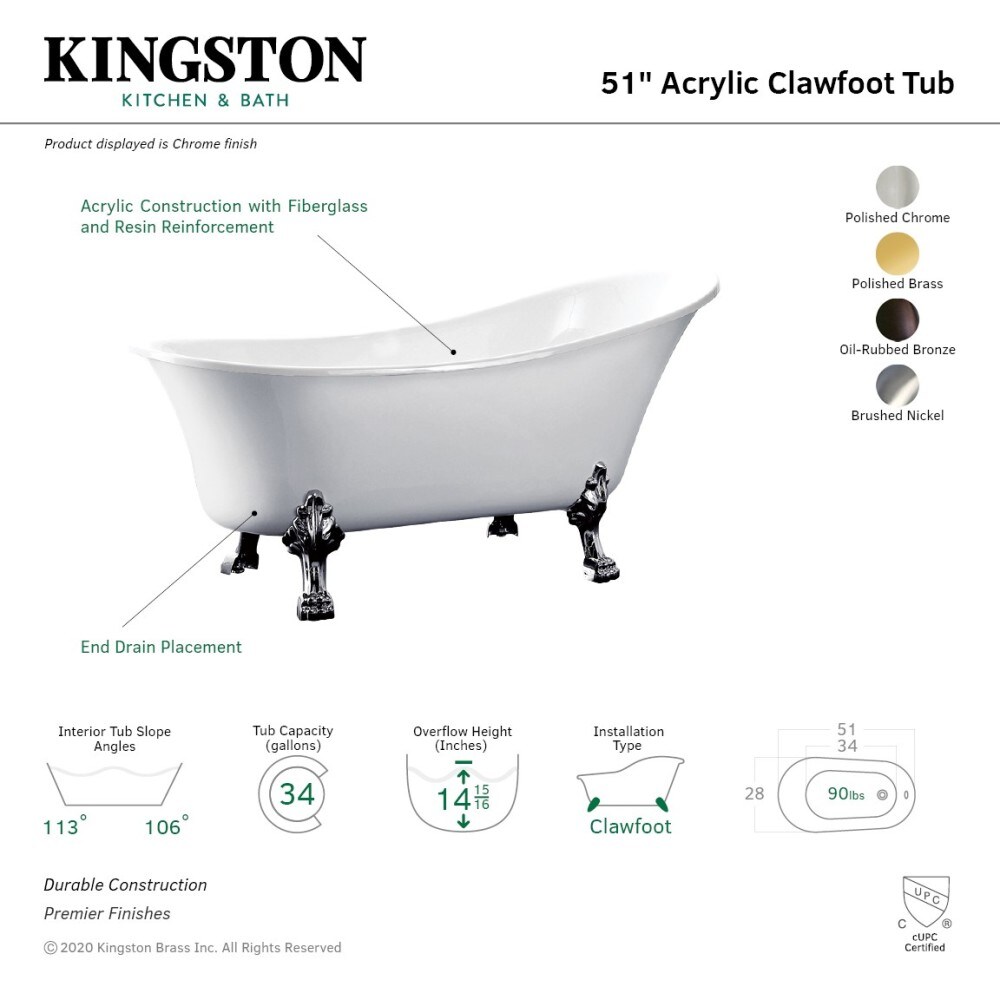 Kingston Brass WLVTND512824C2 bathtubs - View #3