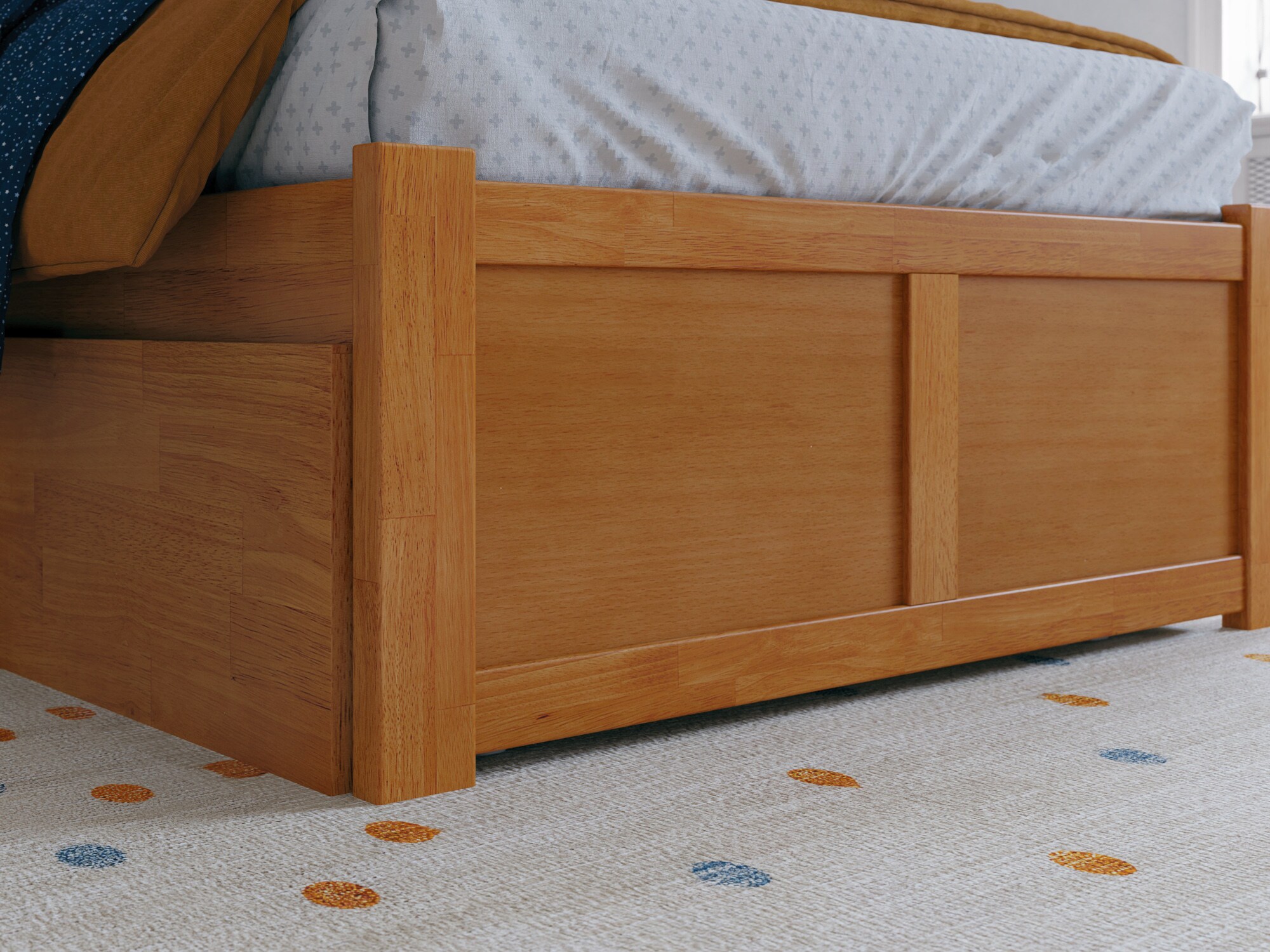 Light Toffee Twin Wood Platform Bed with Storage Drawers