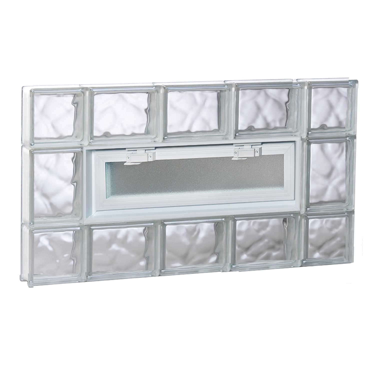 REDI2SET Wavy Glass 34-3/4-in x 19-1/4-in Frameless Replacement Vented Glass Block Window #V3620DC