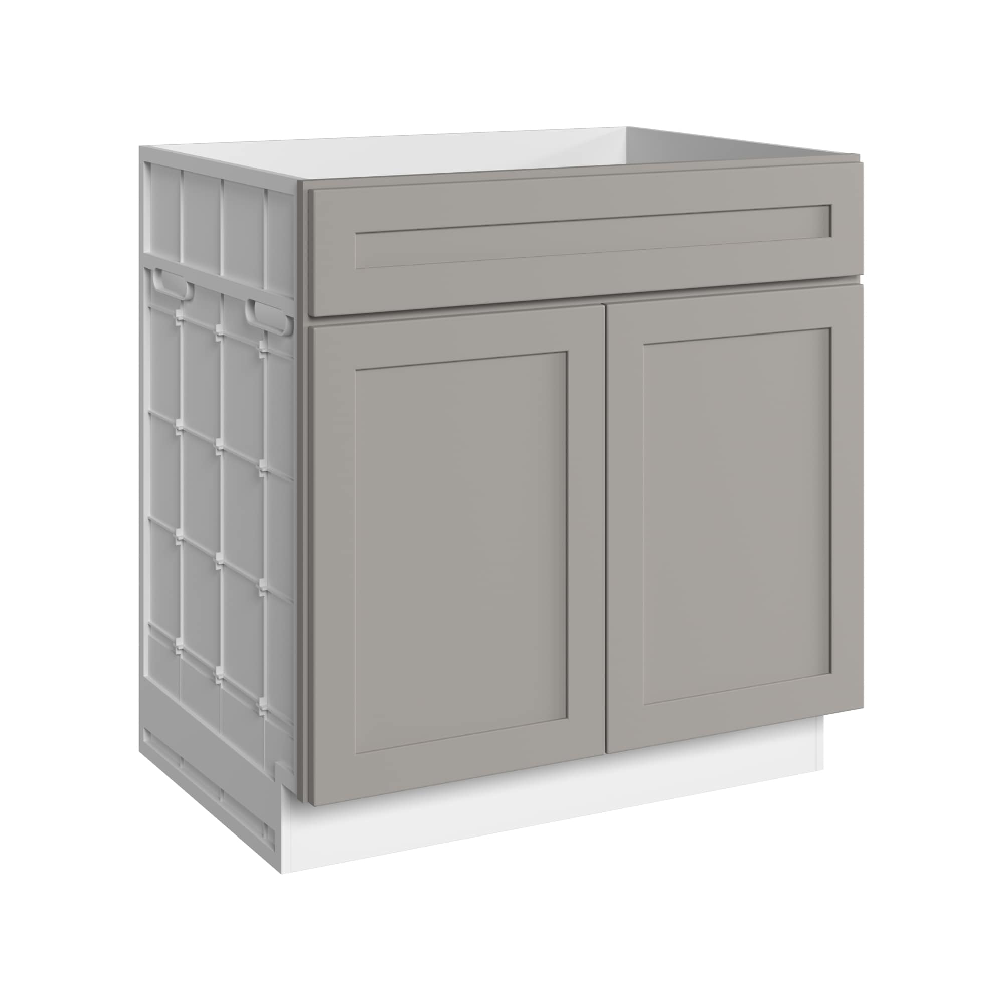 KraftMaid Momentum SB33.CGG81 Deveron 33-in W x 34.5-in H x 24-in D Pebble Grey Sink Base Fully assembled Cabinet (Recessed Panel Shaker)