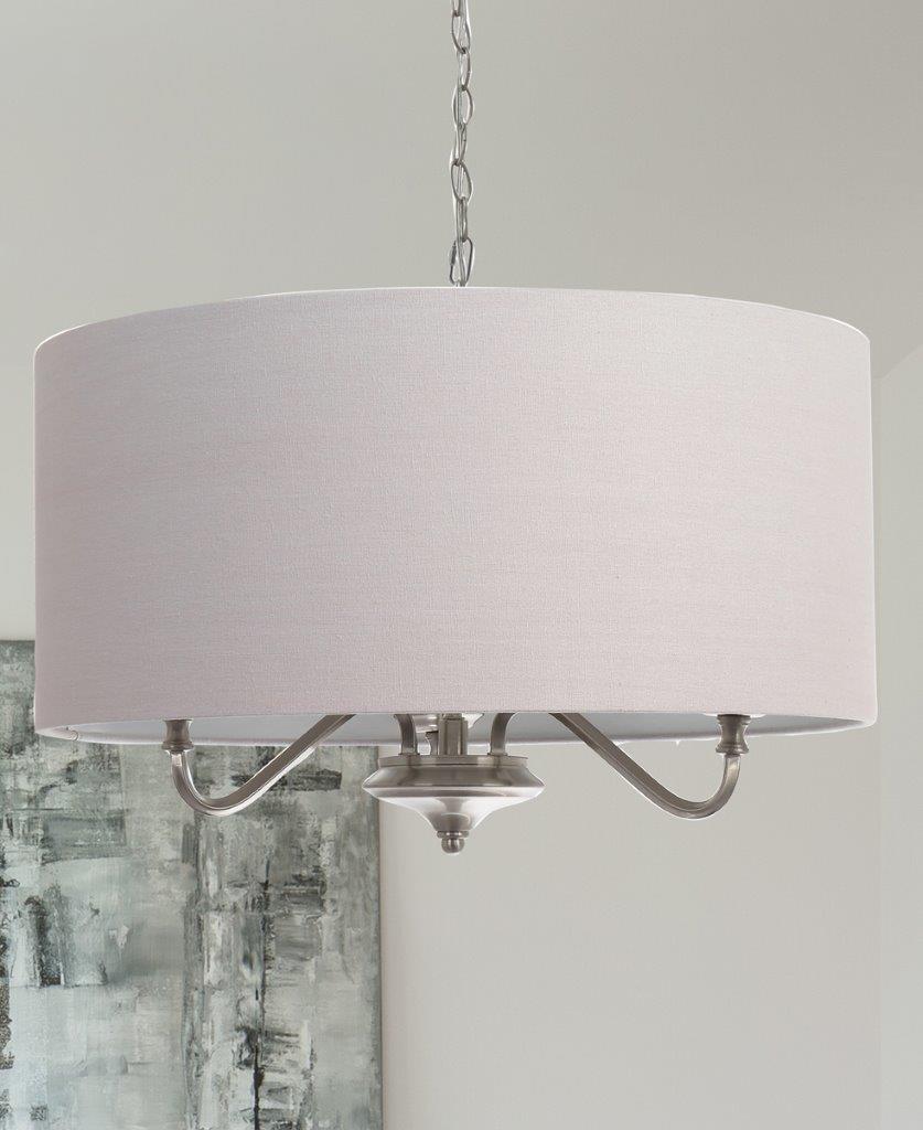 Kerry Brushed Nickel Modern/Contemporary Drum Hanging Pendant Light | - allen + roth SL70683BNK