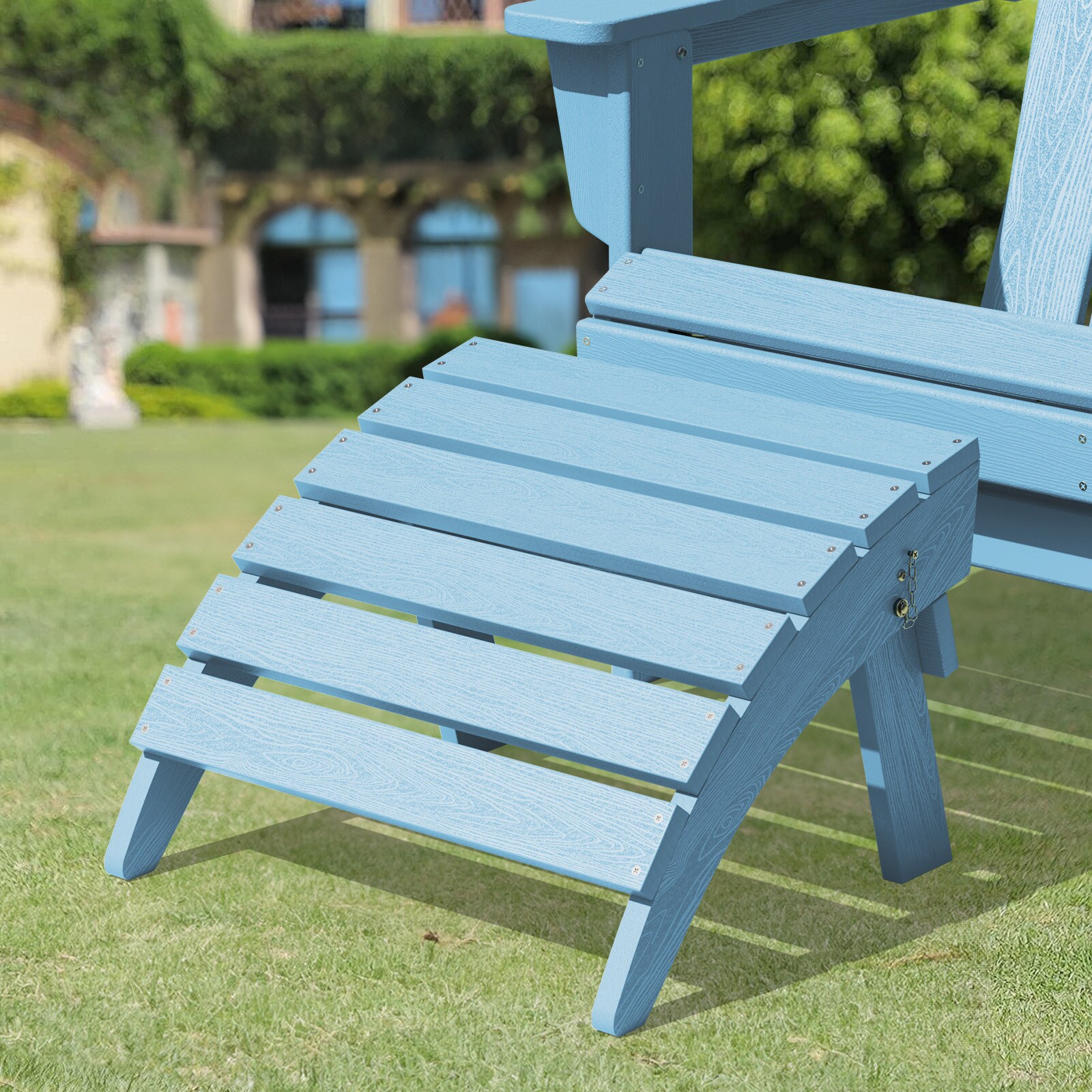 VOUA HDPE Folding Ottoman Light Blue HDPE Ottoman
