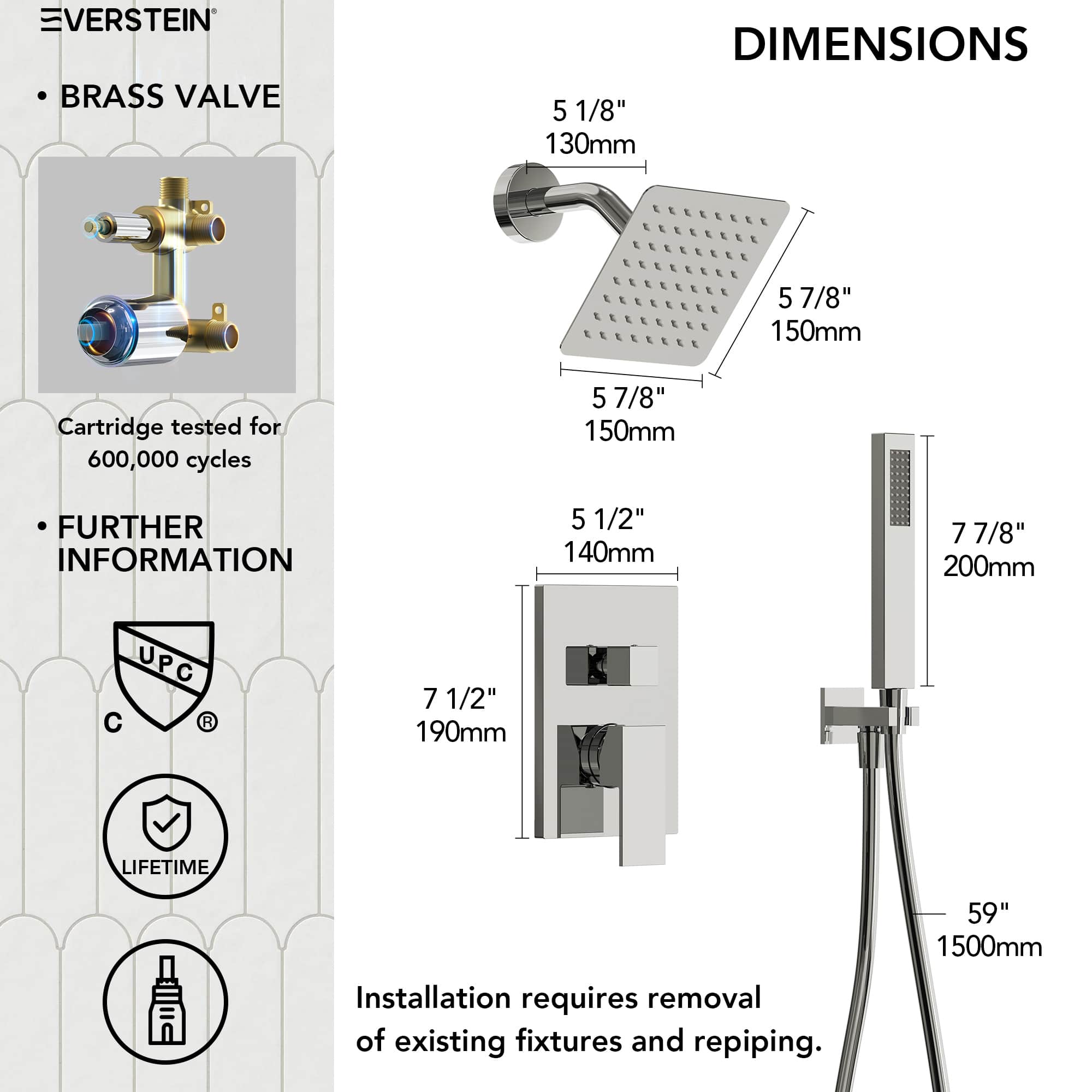 EVERSTEIN SFS-1077-CH6 Tub-Shower-Faucets - View #9