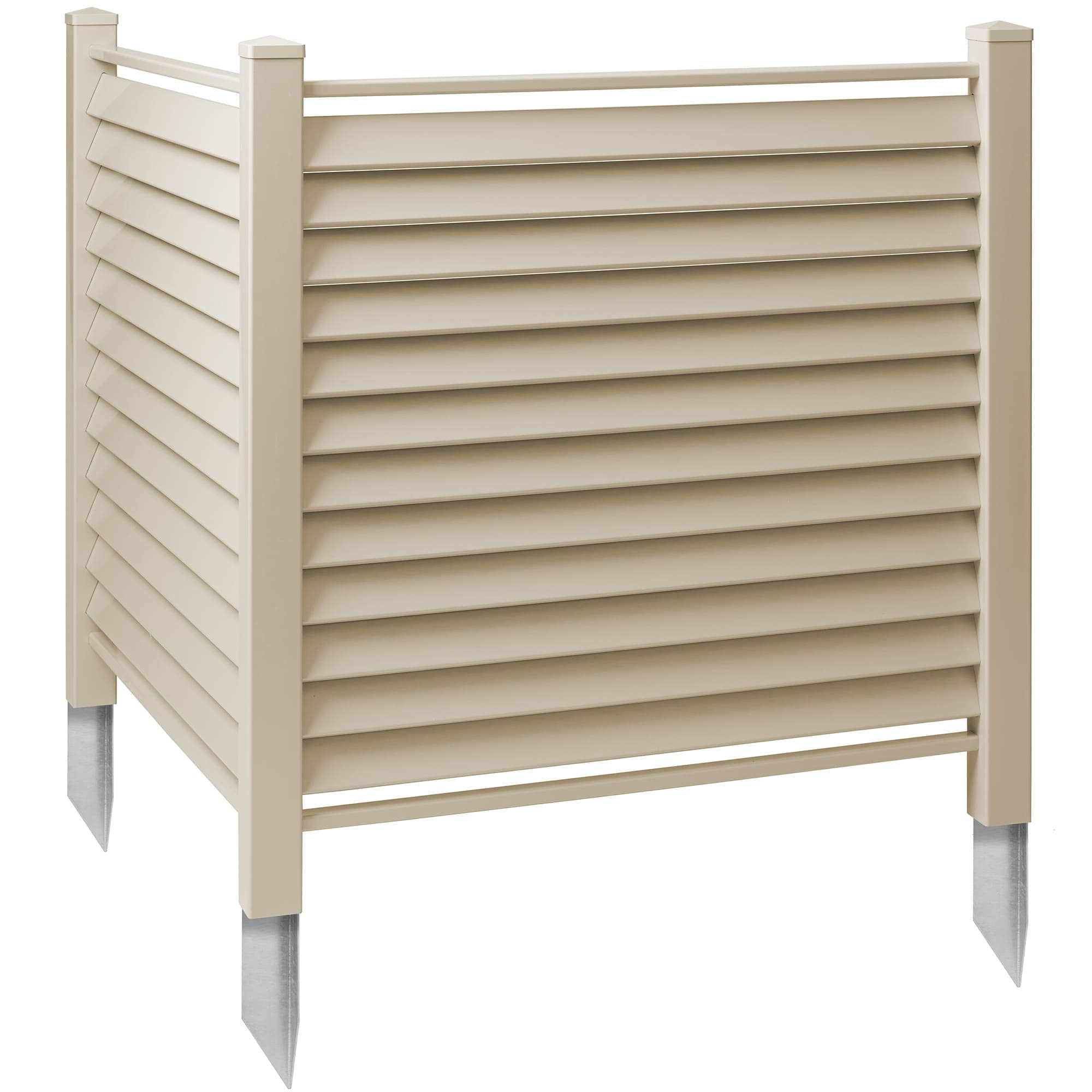Casafield PAT-ENC-A86-L48T 48 x 48-in Louvered Privacy Screen Vinyl Fence Panel for AC - TAN